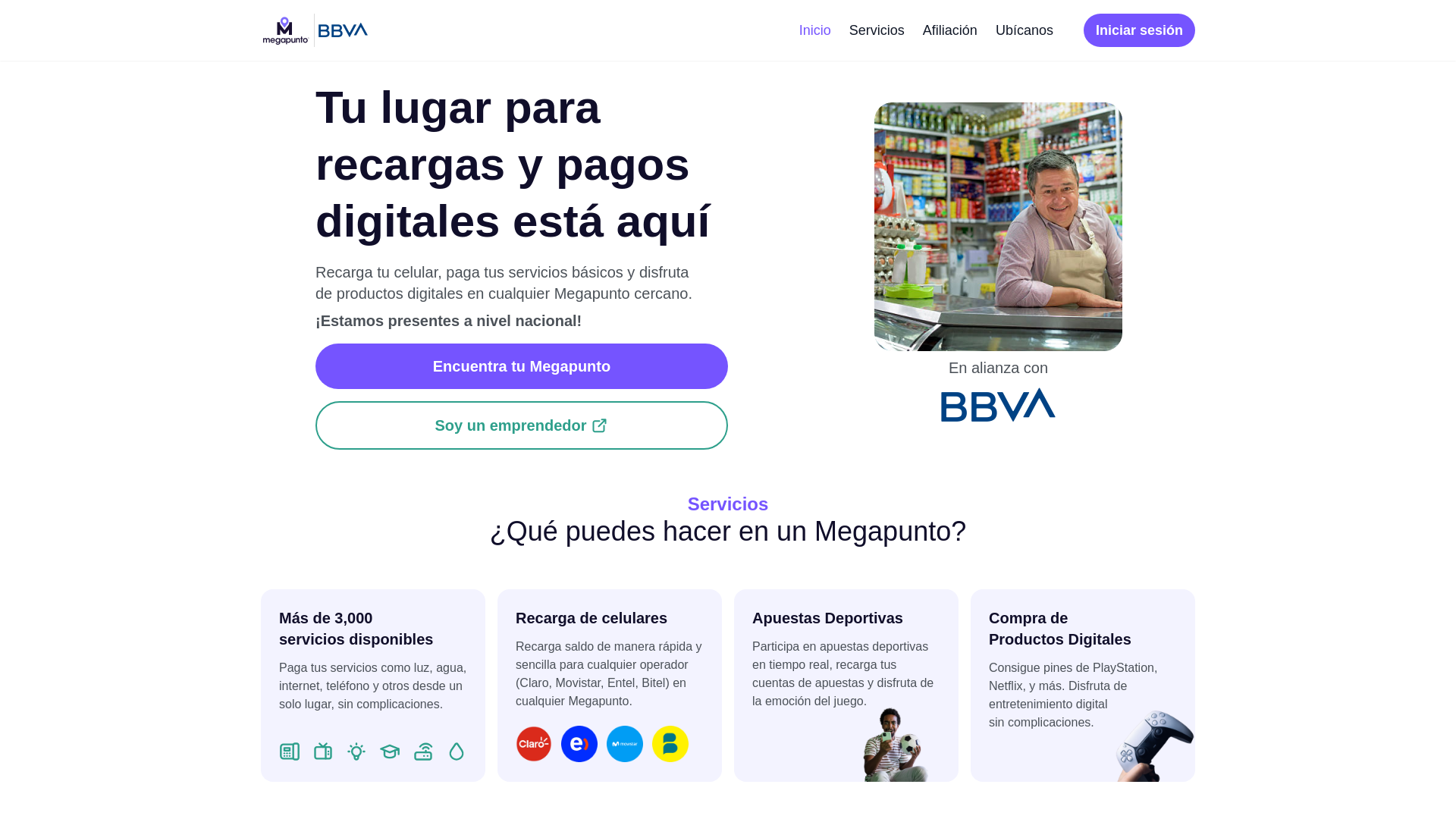 website screenshot of https://landing-megapunto.pages.dev/