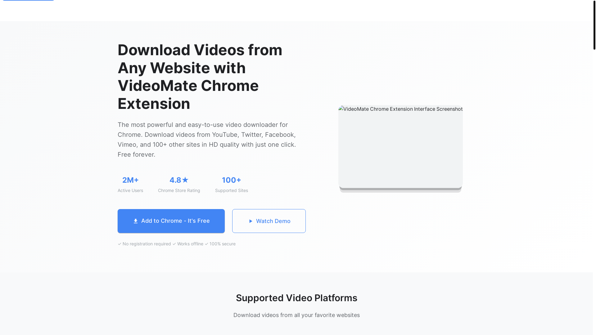 website screenshot of https://videomate-extension.pages.dev/