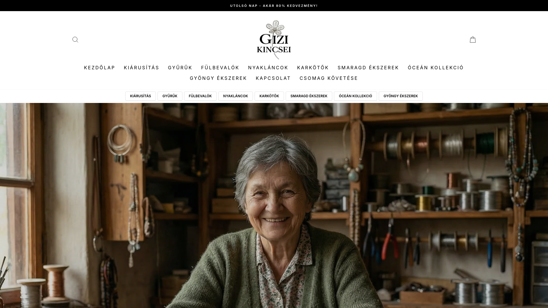 website screenshot of https://gizikincsei.com/