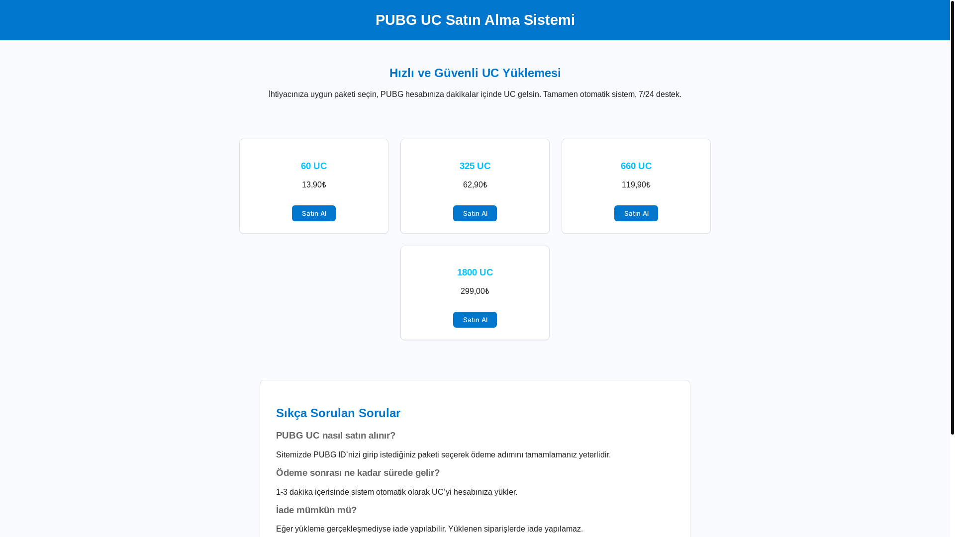 website screenshot of https://pubgucburada.com.tr/