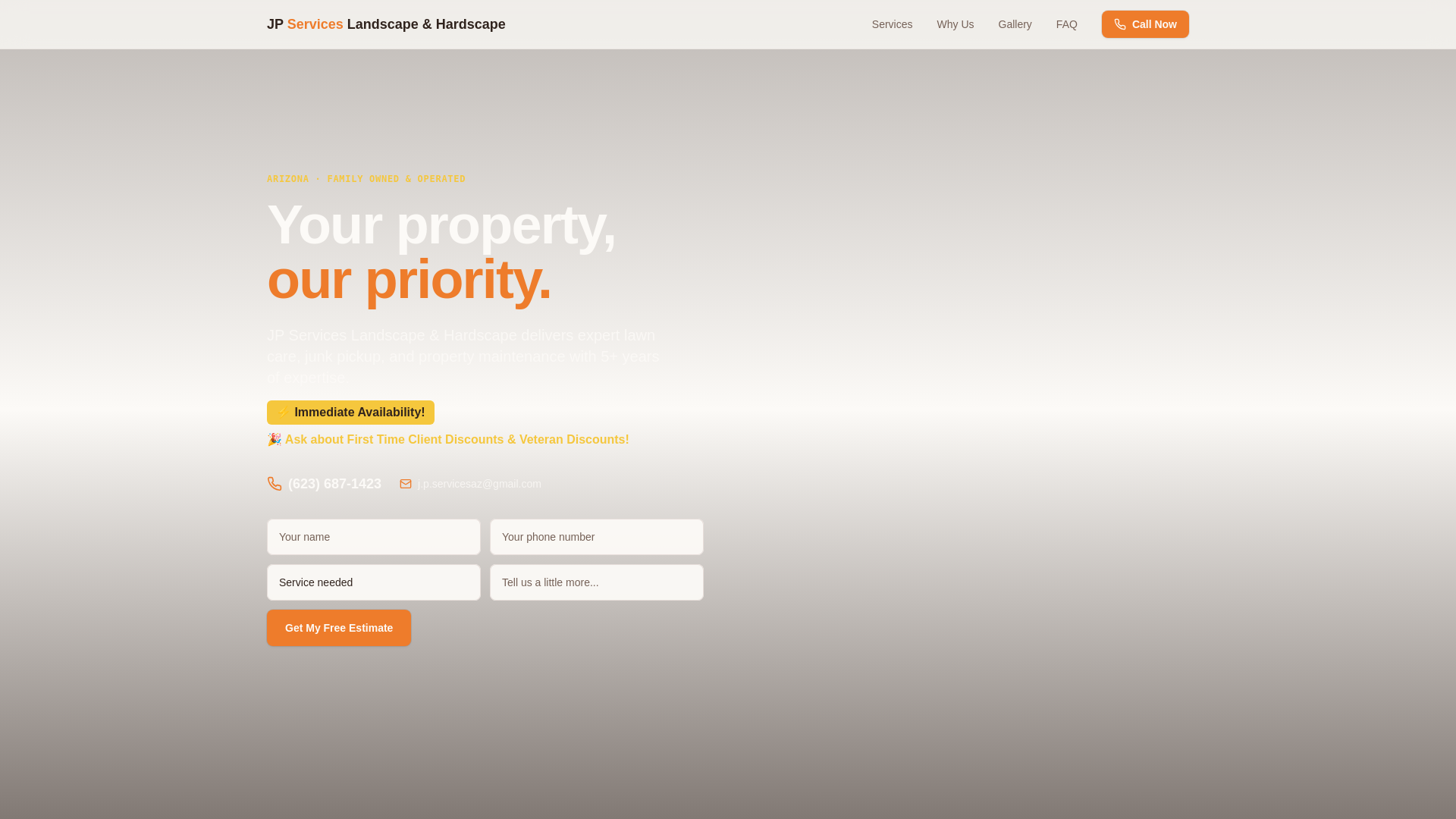 website screenshot of https://jpservicesaz.com