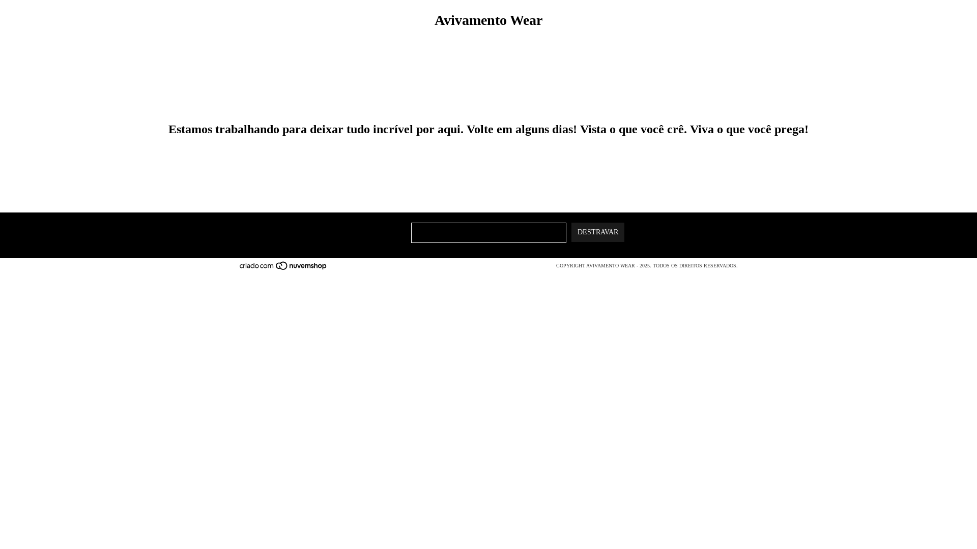 website screenshot of https://avivamentowear.com.br/