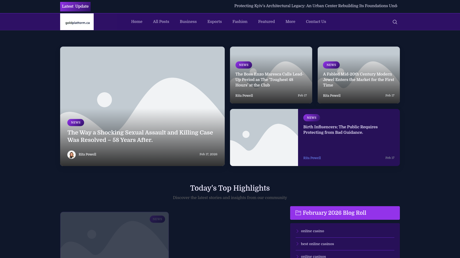 website screenshot of https://goldplatform.ca/