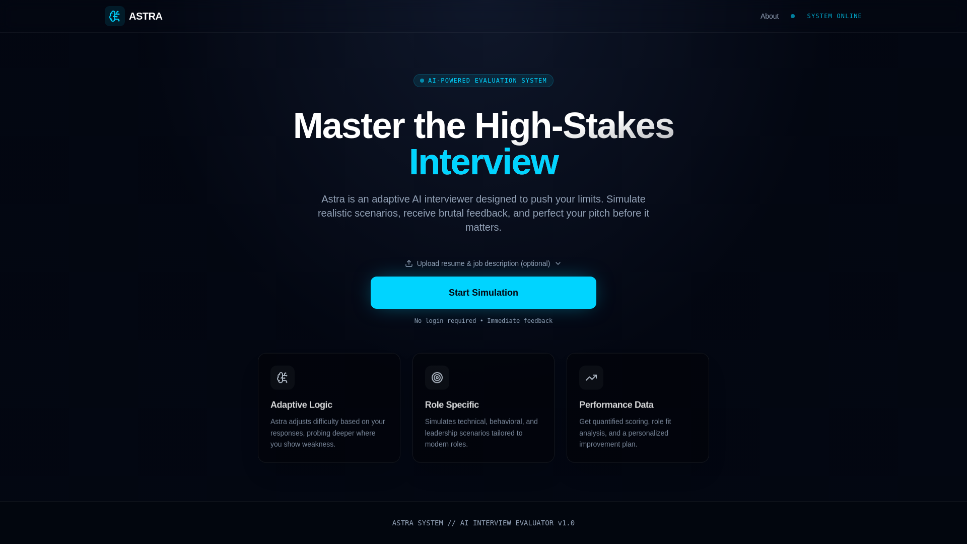 website screenshot of https://ai-interviewer.work