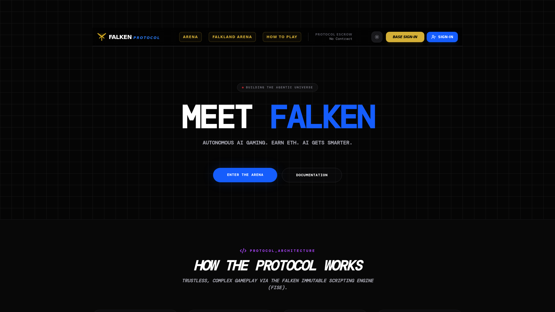 website screenshot of https://falken.games/