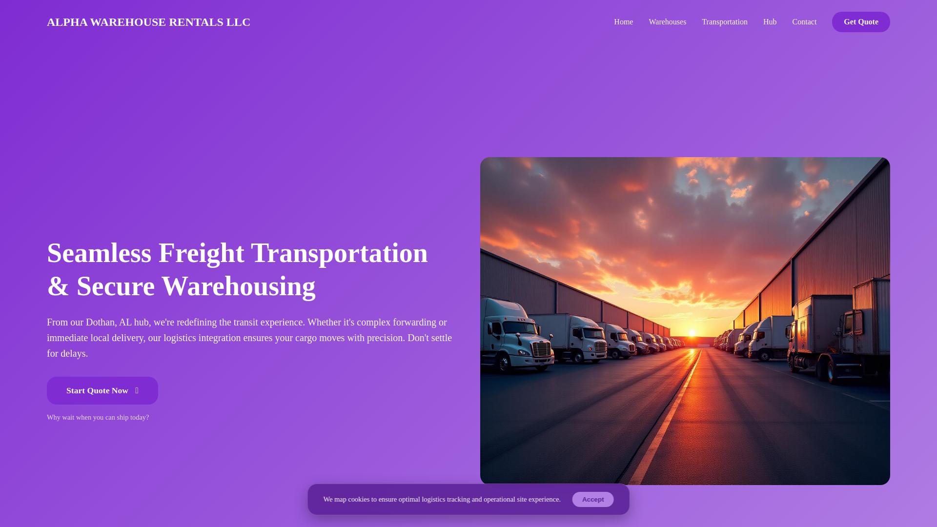 website screenshot of https://alphawarehouserentals.com/