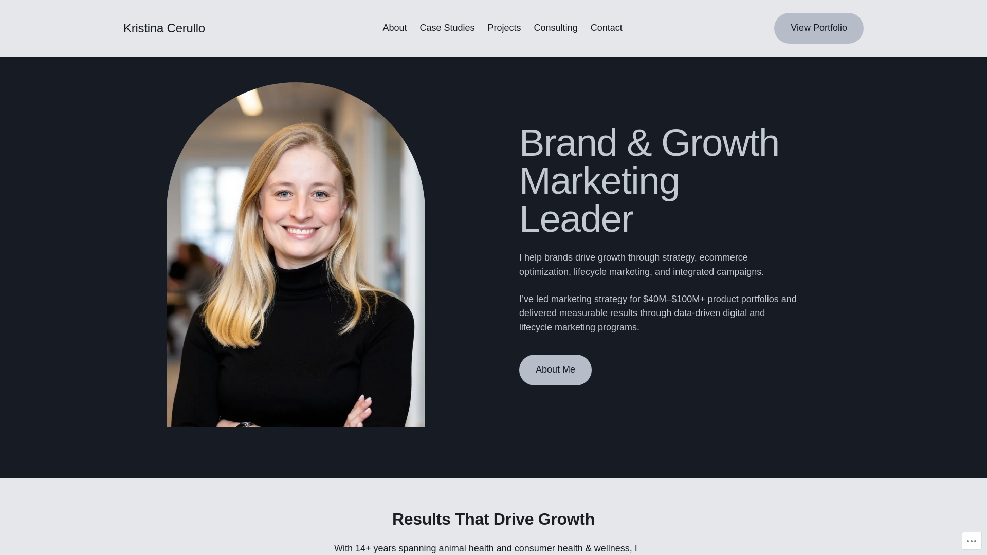 website screenshot of https://kristinacerullo.com/