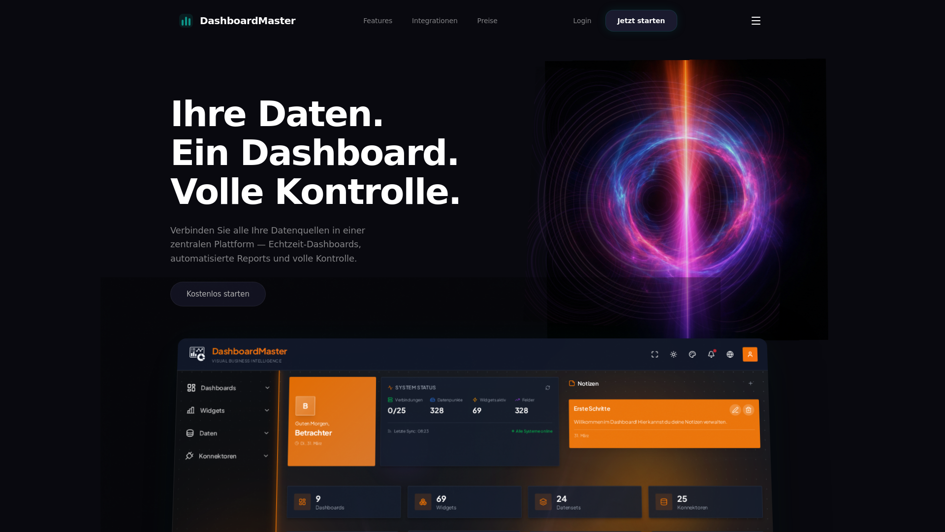 website screenshot of https://dashboardmaster.net