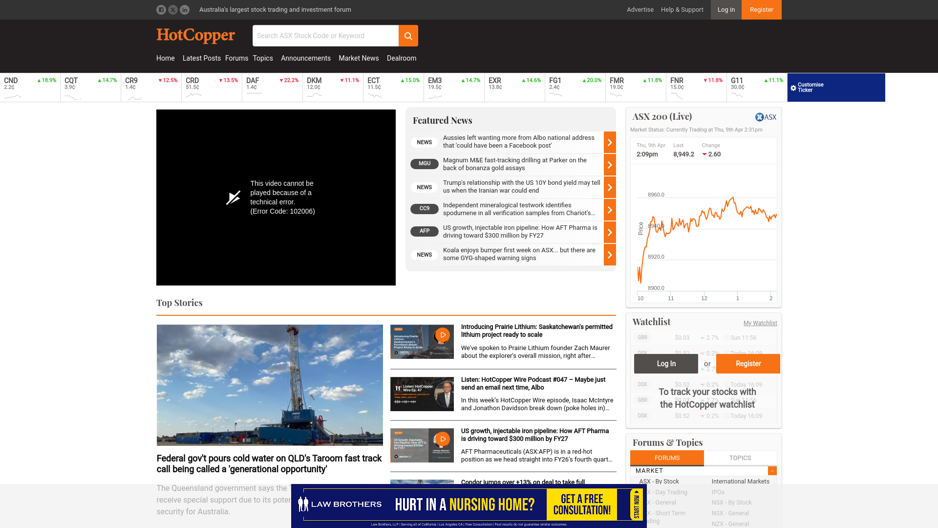 website screenshot of https://hotcopper.com.au/
