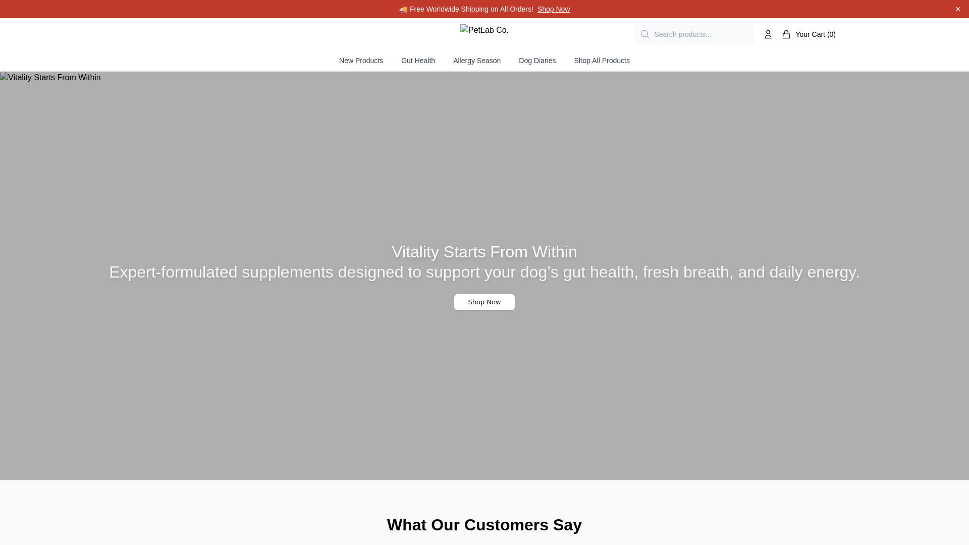 website screenshot of https://trypetlabco.shop/