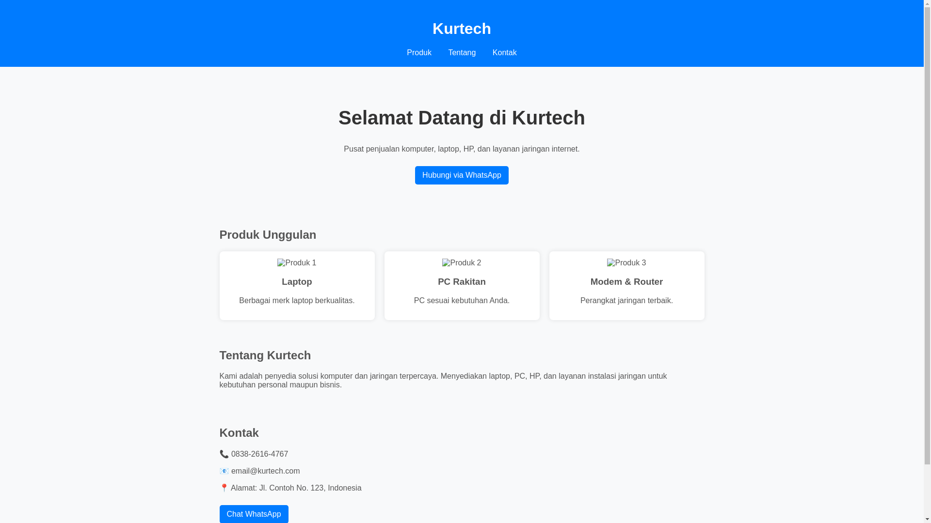 website screenshot of https://kurtech.my.id/