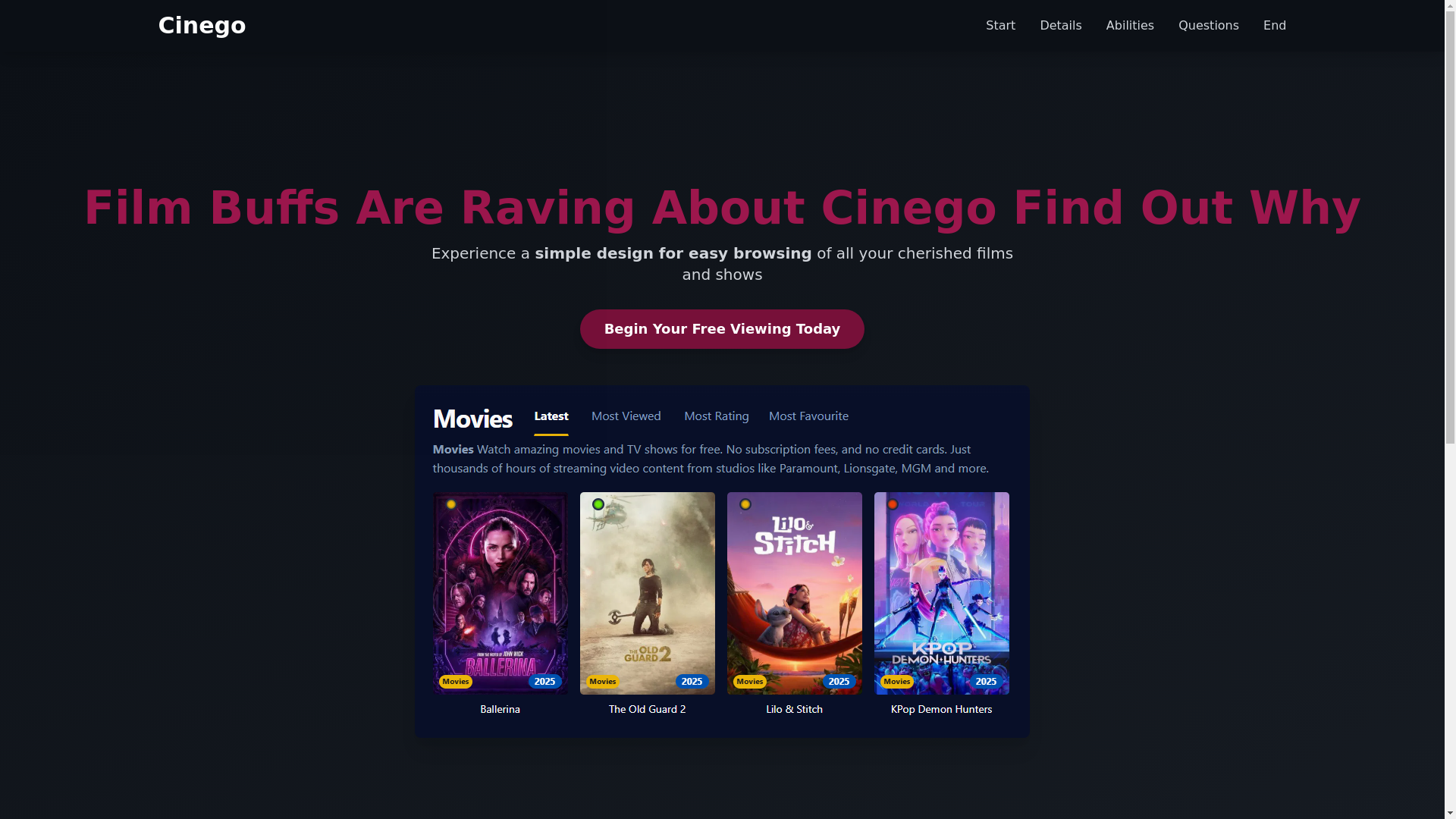 website screenshot of https://cinego-2ko4.pages.dev/