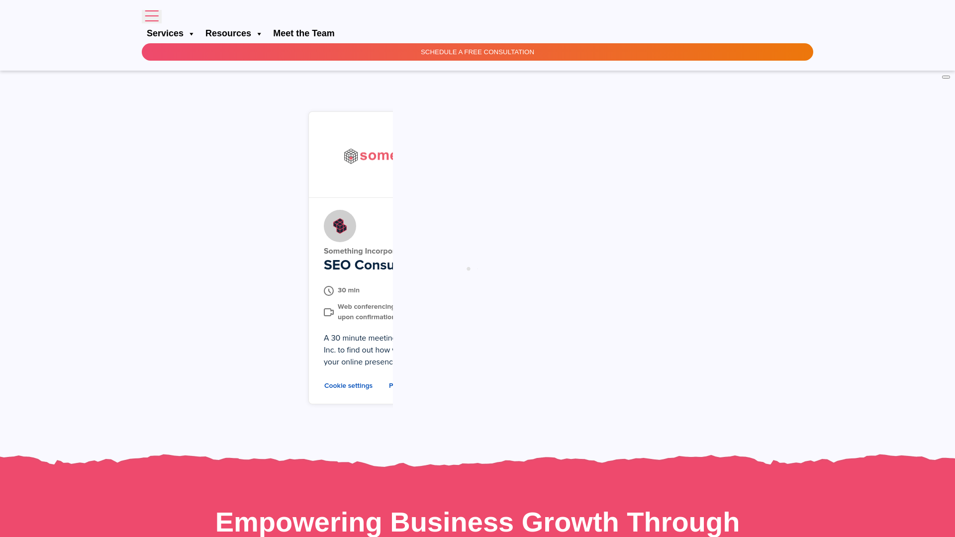 website screenshot of https://pixelssomethinginc.co/