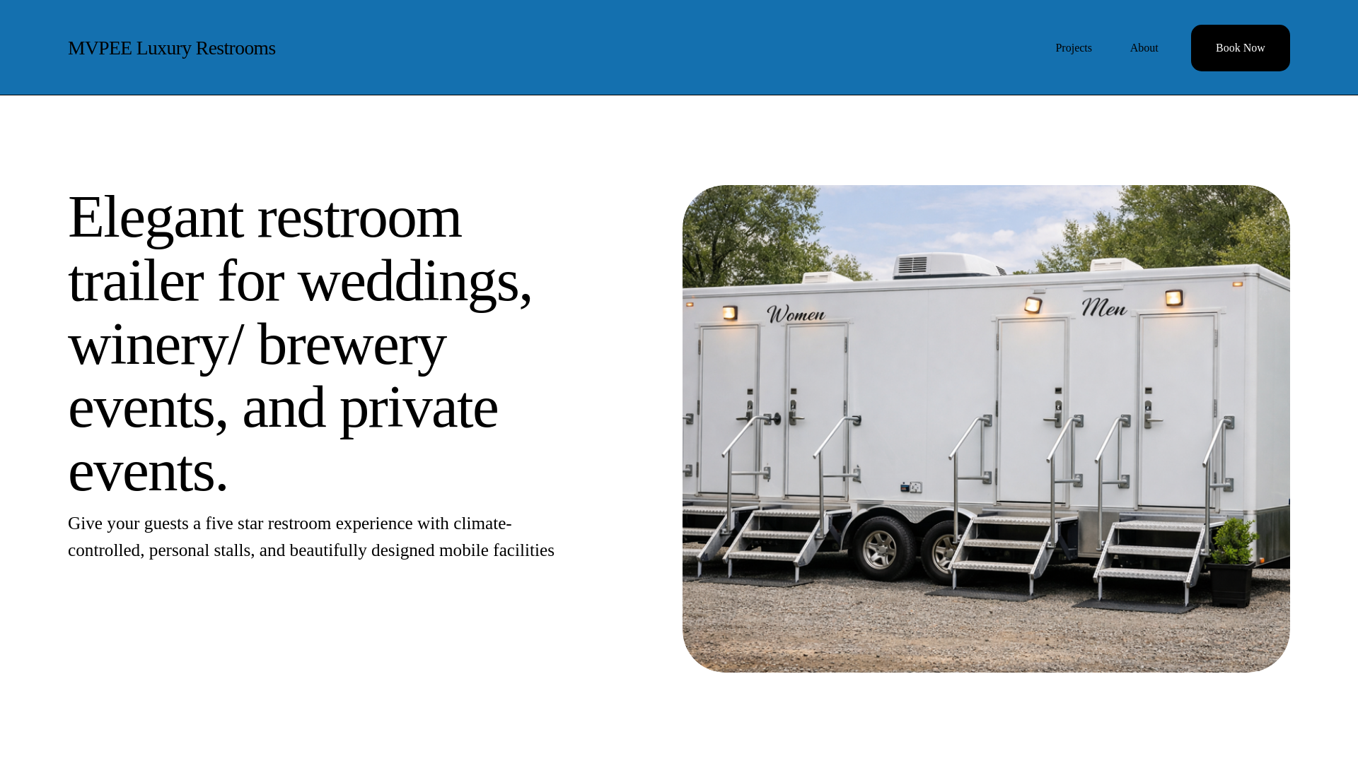 website screenshot of https://mvpeeluxuryrestrooms.com/