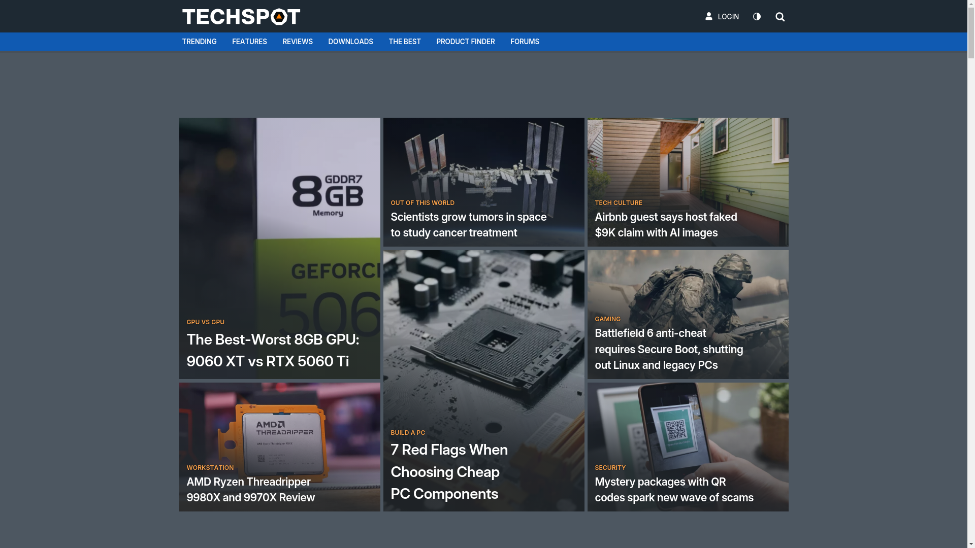 website screenshot of https://www.techspot.com/