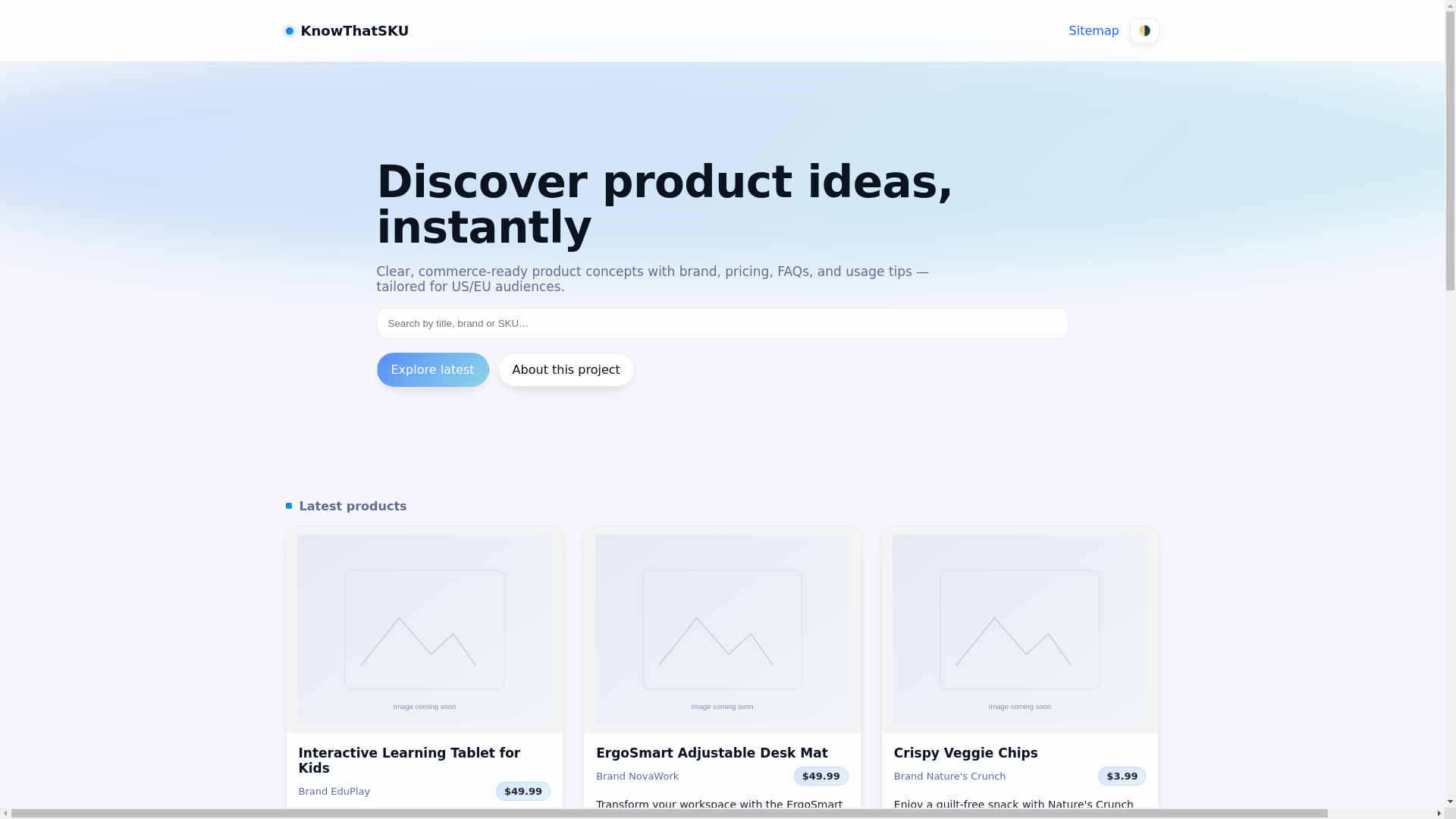 website screenshot of https://knowthatsku.pages.dev/