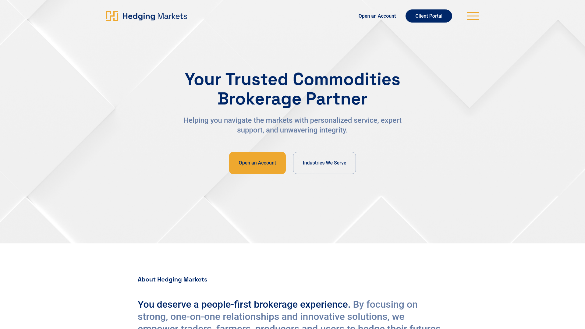 website screenshot of https://hedgingmarkets.com/