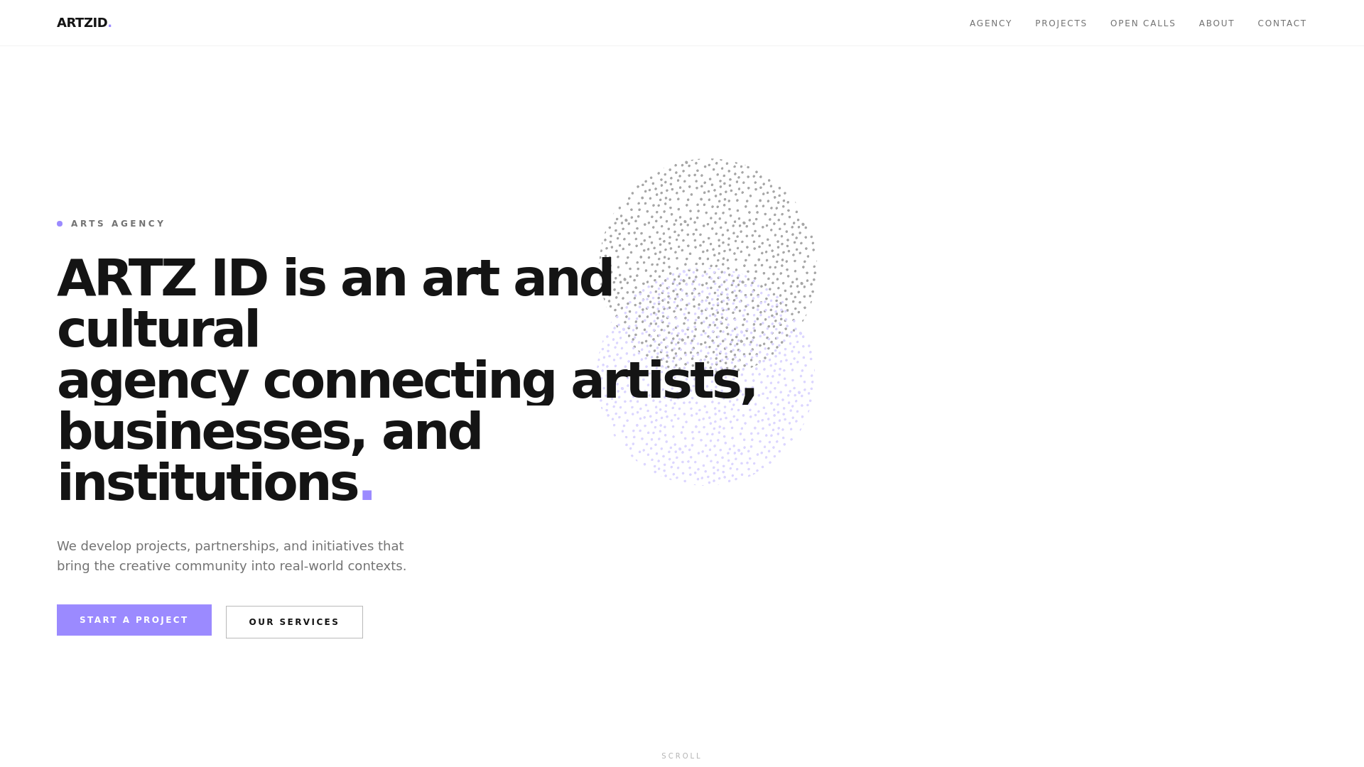 website screenshot of https://artzidagency.com/