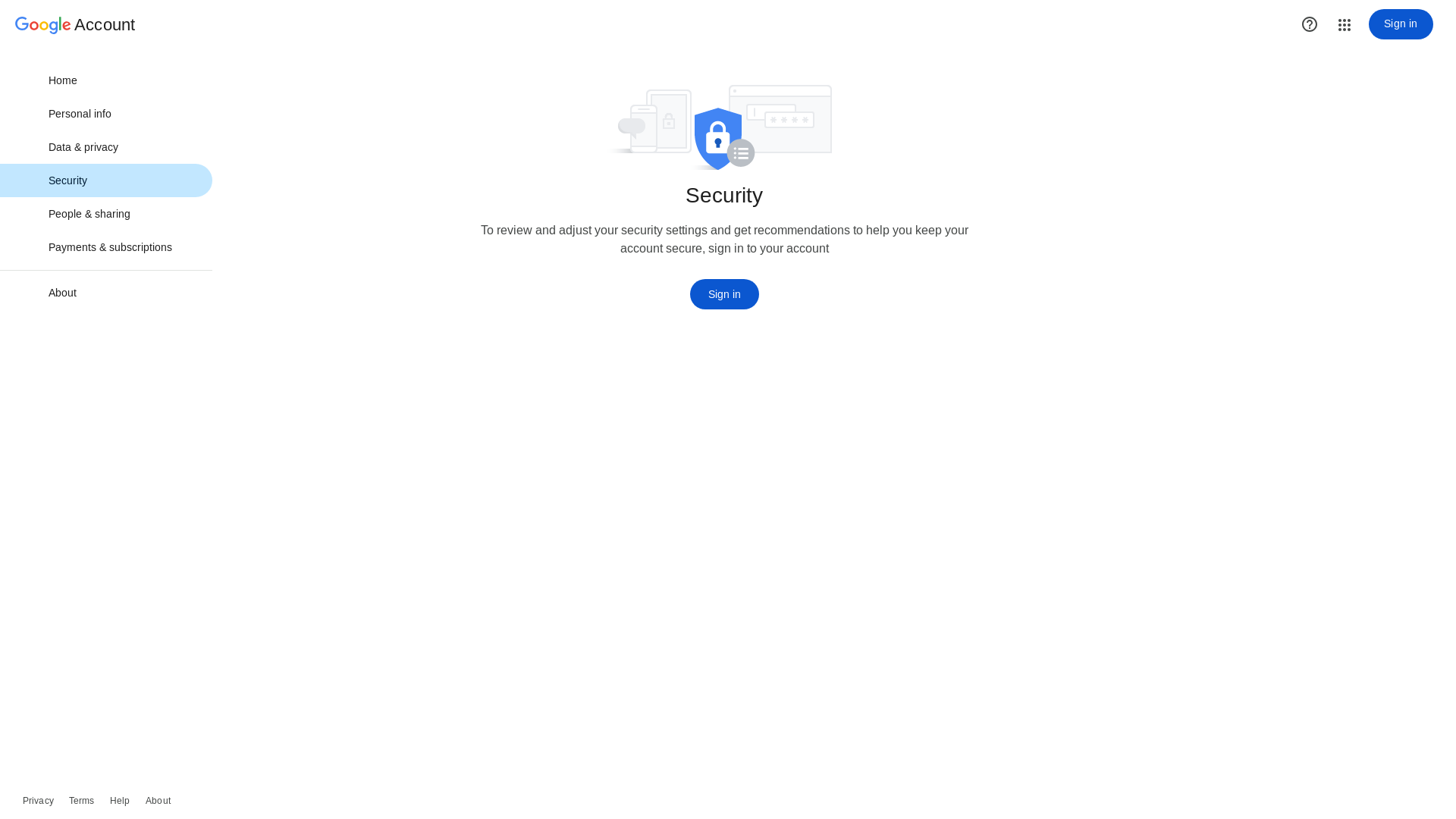 website screenshot of https://myaccount.google.com/notifications
