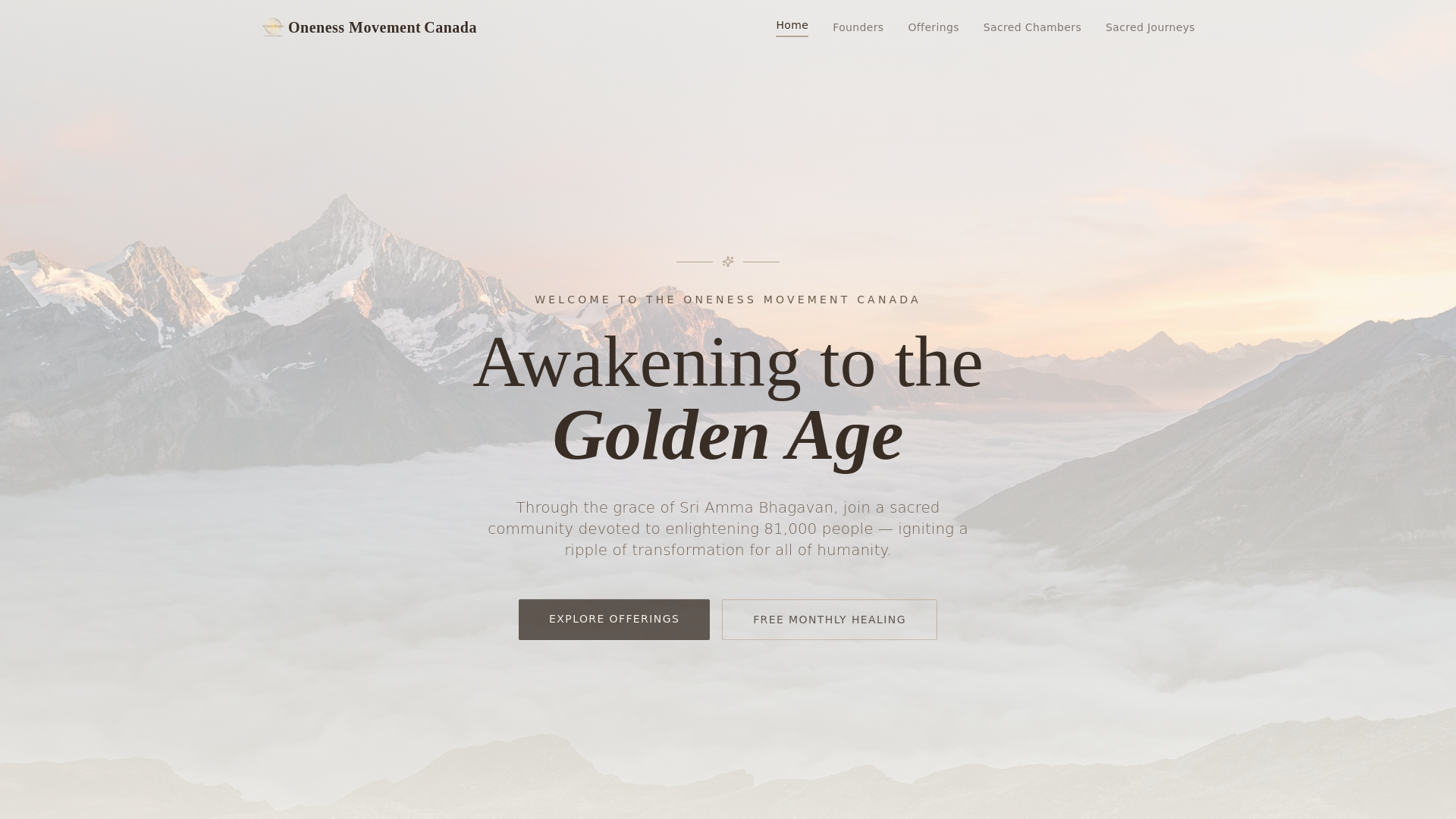 website screenshot of https://onenessmovementgam.ca/