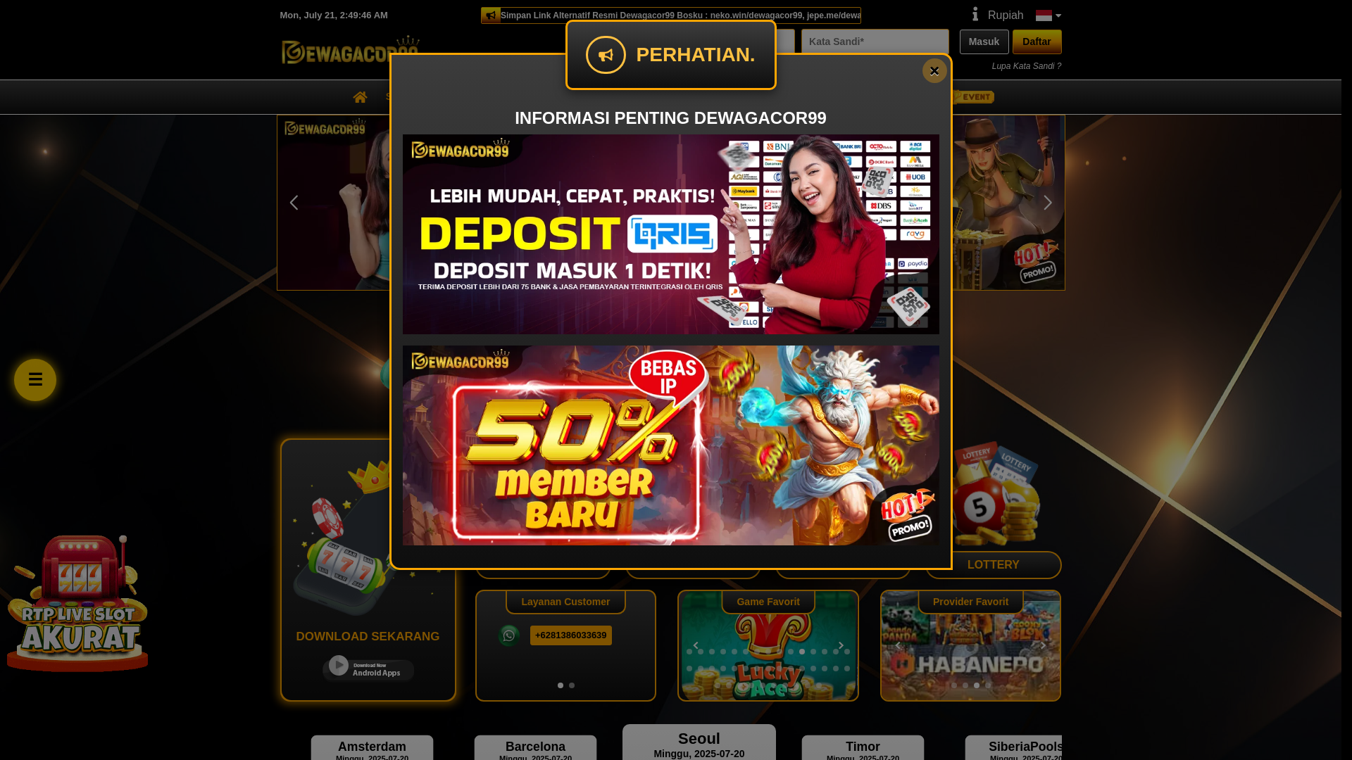 website screenshot of https://situsdewagacor99.top/