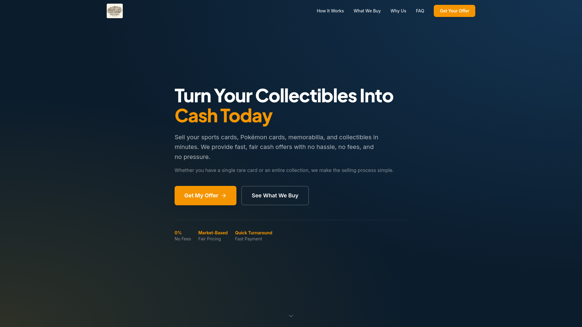 website screenshot of https://memorylanecollectiblesllc.com