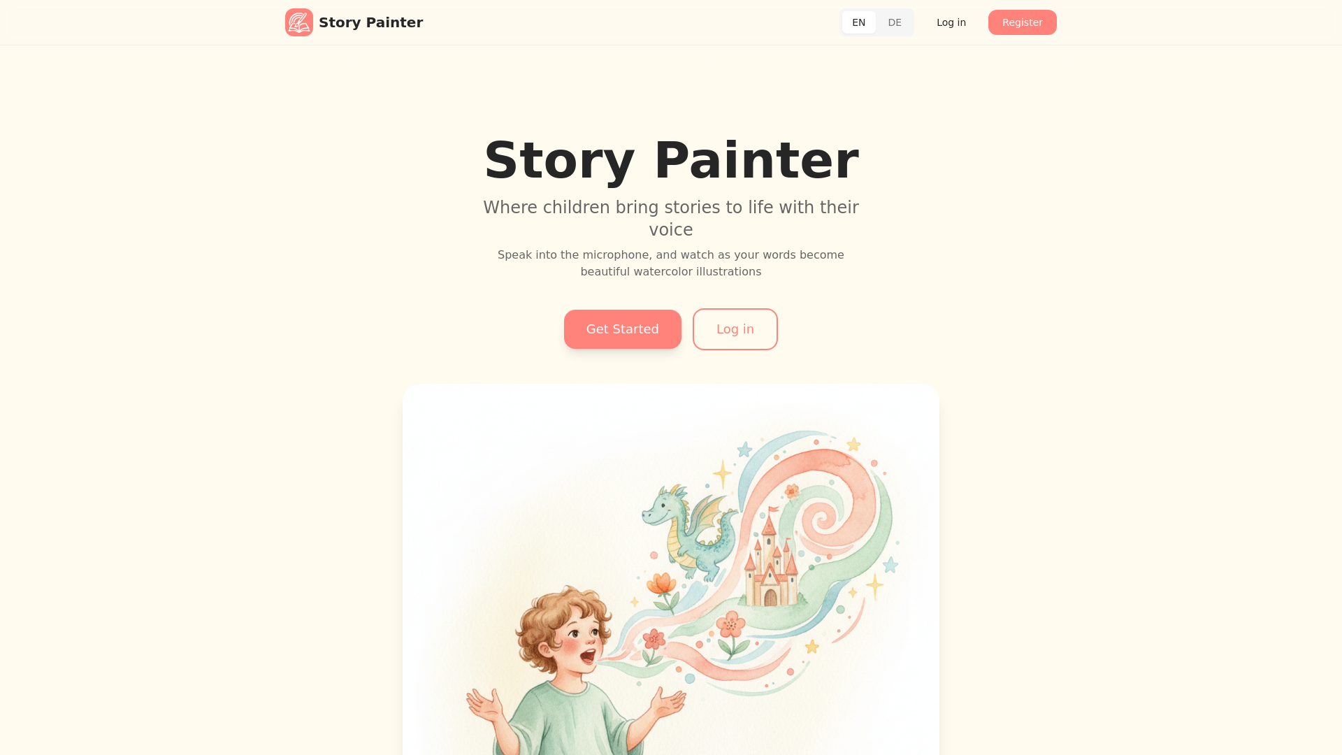 website screenshot of https://story-painter.eu