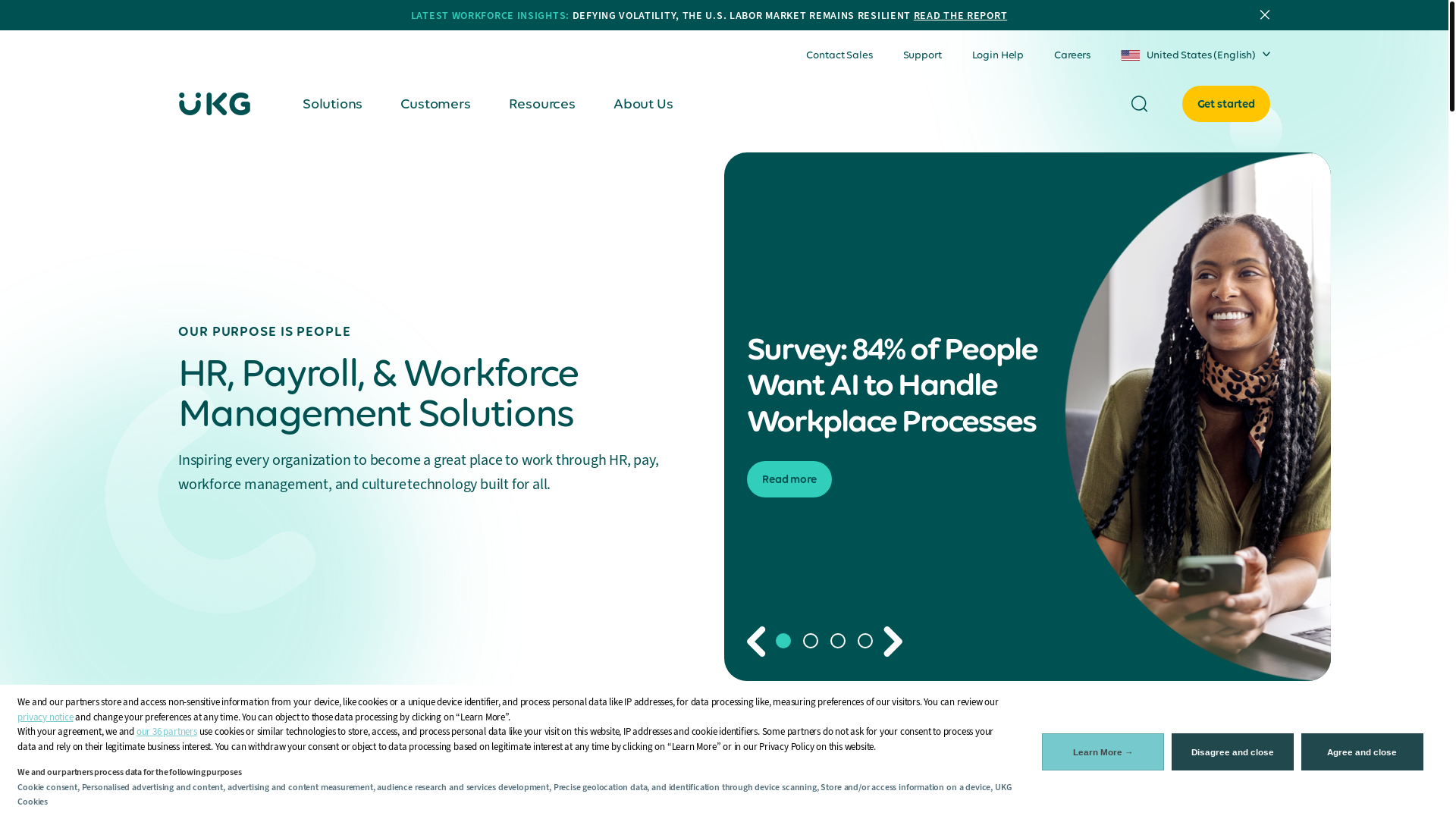 website screenshot of https://www.ukg.com/