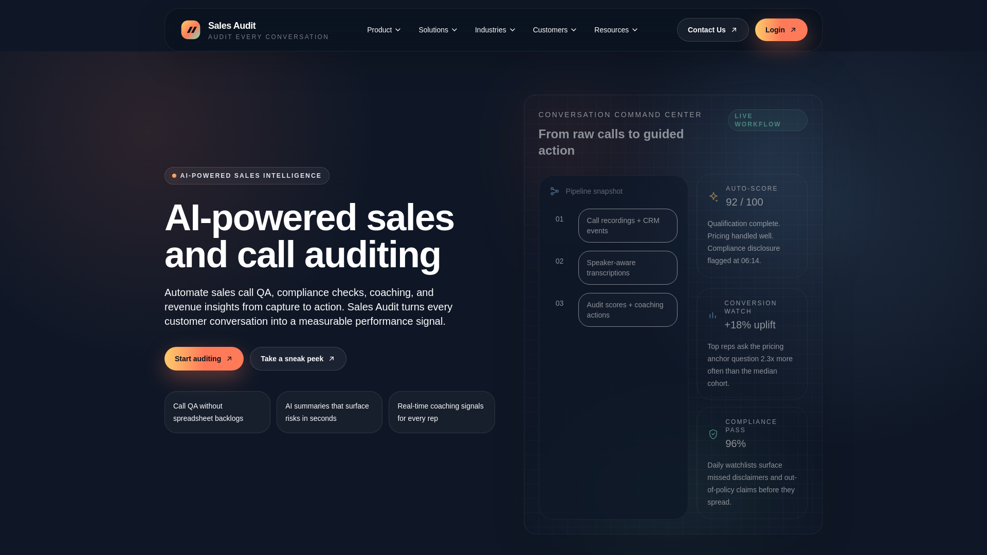 website screenshot of https://salesaudit.space