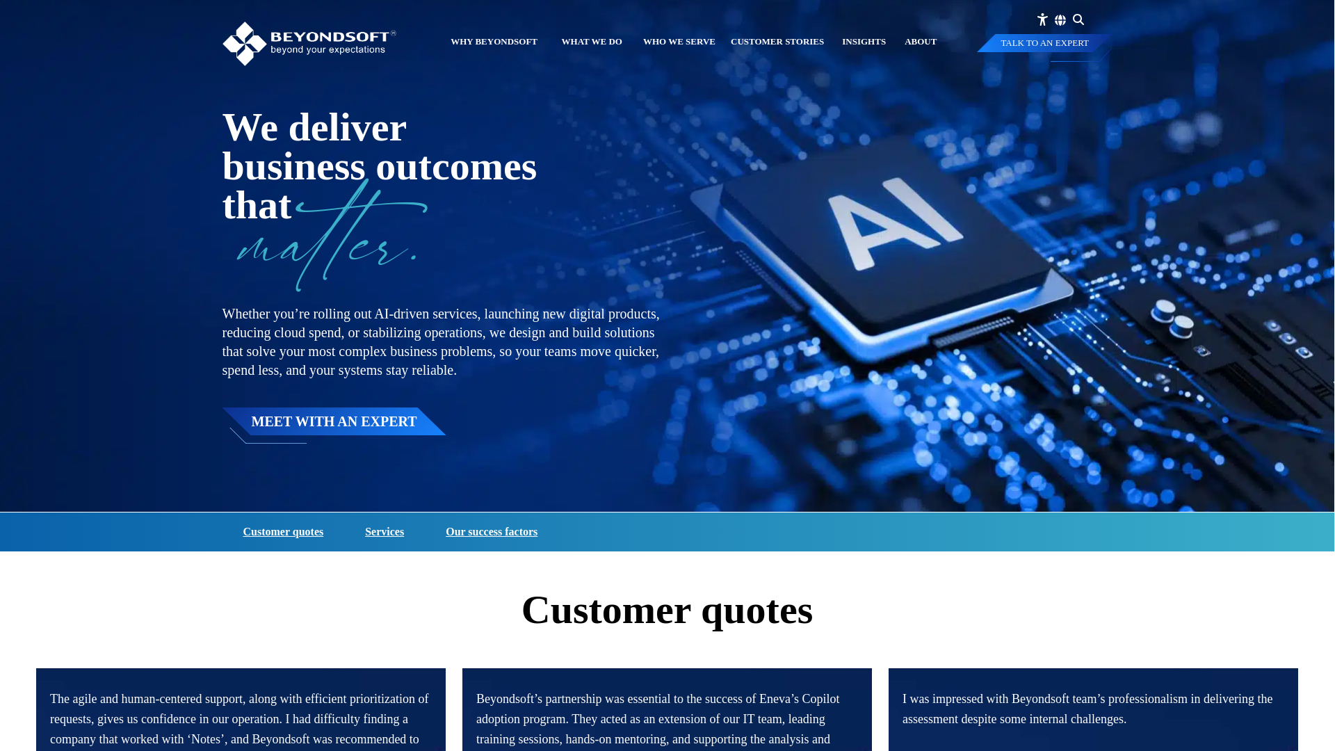 website screenshot of https://www.beyondsoft.com/