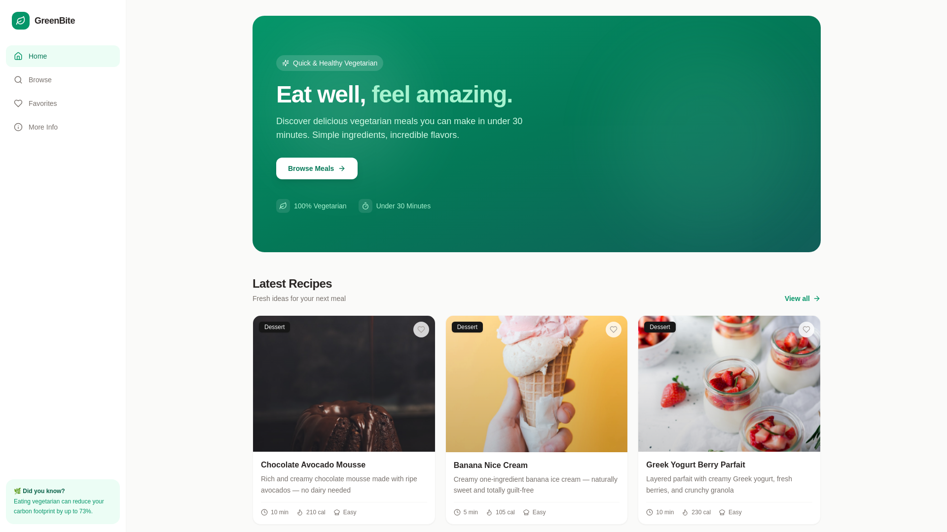 website screenshot of https://greenbiterecipes.com/