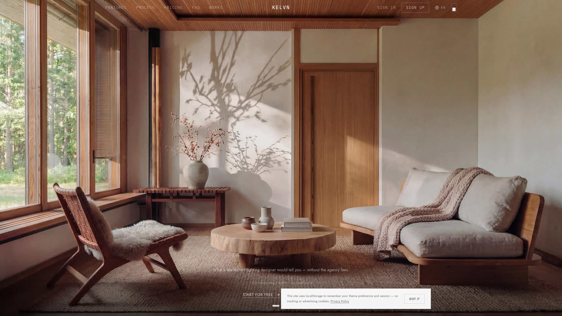 website screenshot of https://kelvn.app/