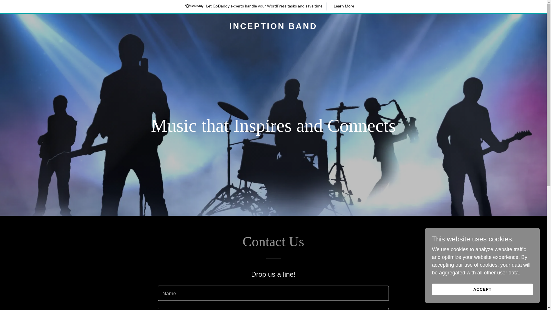 website screenshot of https://inceptionband.com/