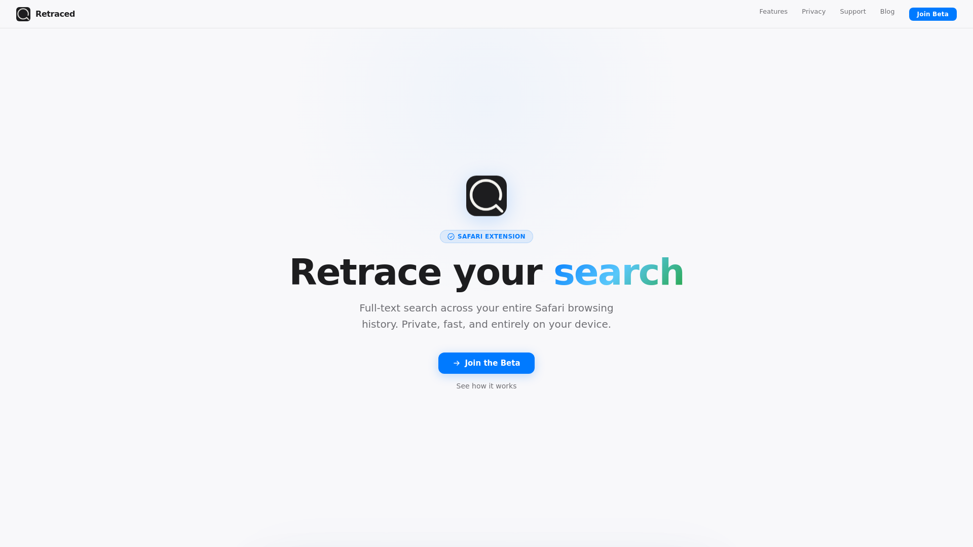 website screenshot of https://retraced.app