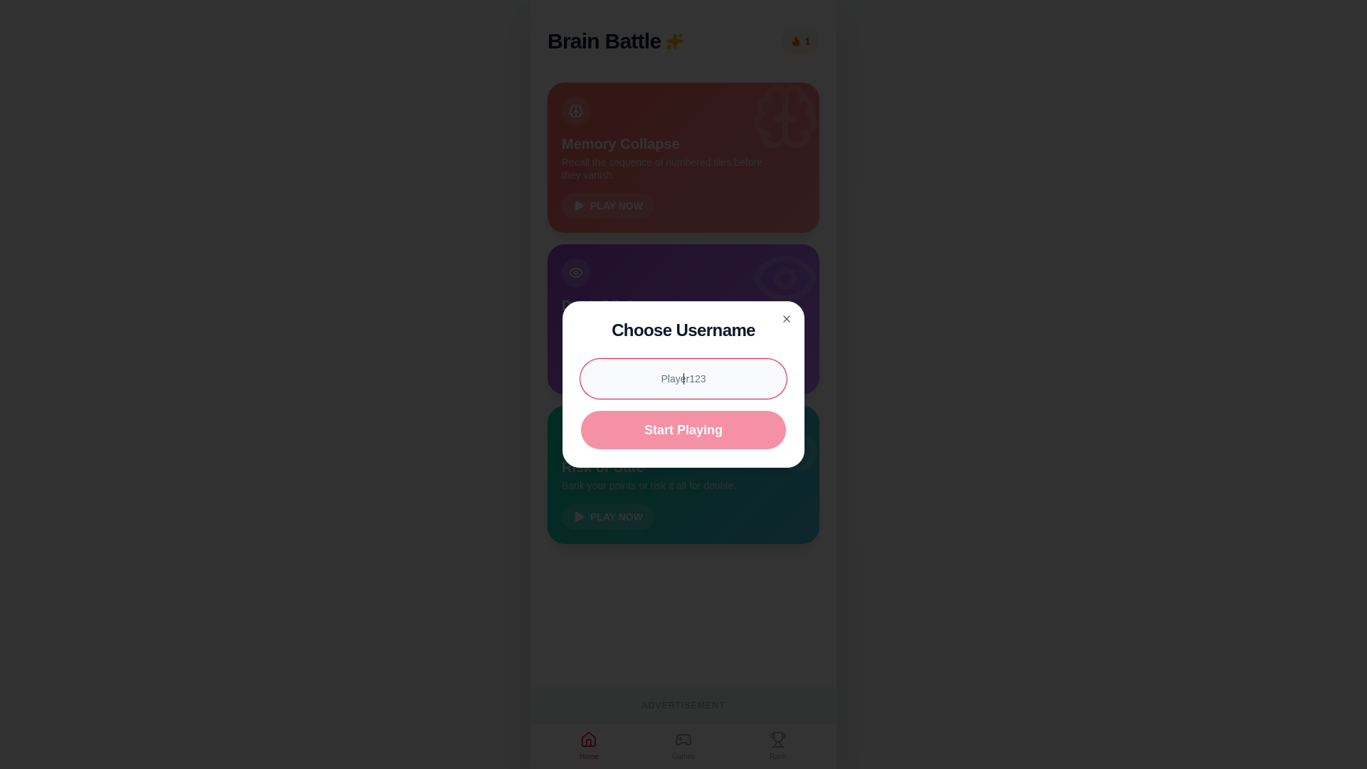 website screenshot of https://brain-battle-hub.pages.dev/