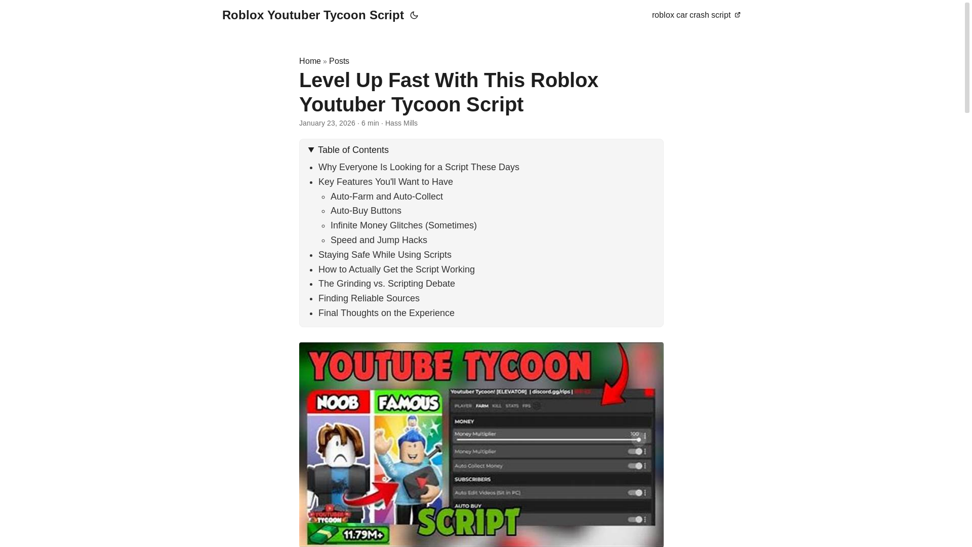 website screenshot of https://roblox-youtuber-tycoon-script.pages.dev/