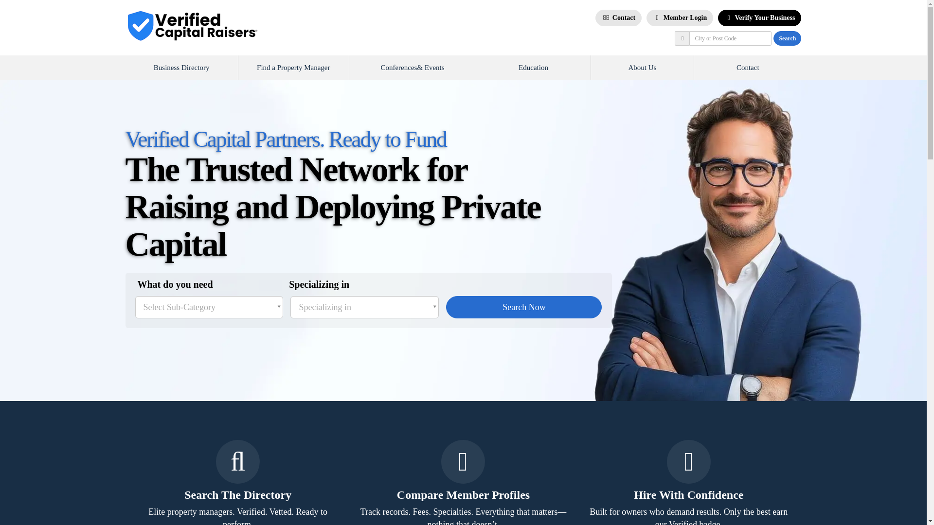 website screenshot of https://verifiedcapitalraisers.com/