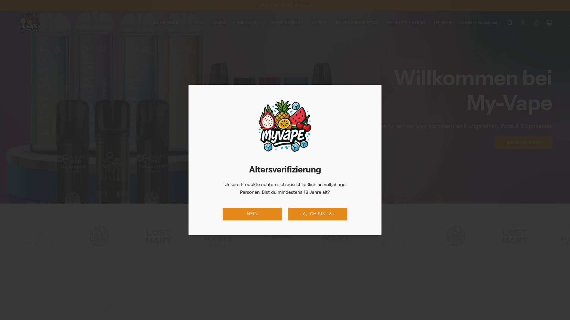 website screenshot of https://getmyvape.de/