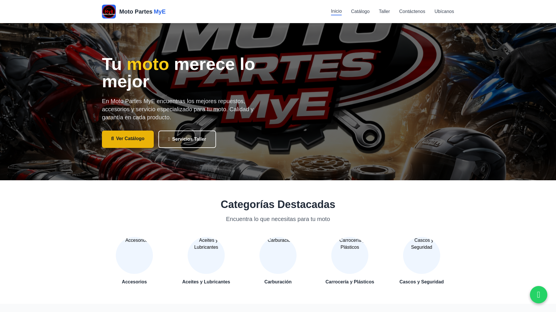 website screenshot of https://motopartesmye.com/