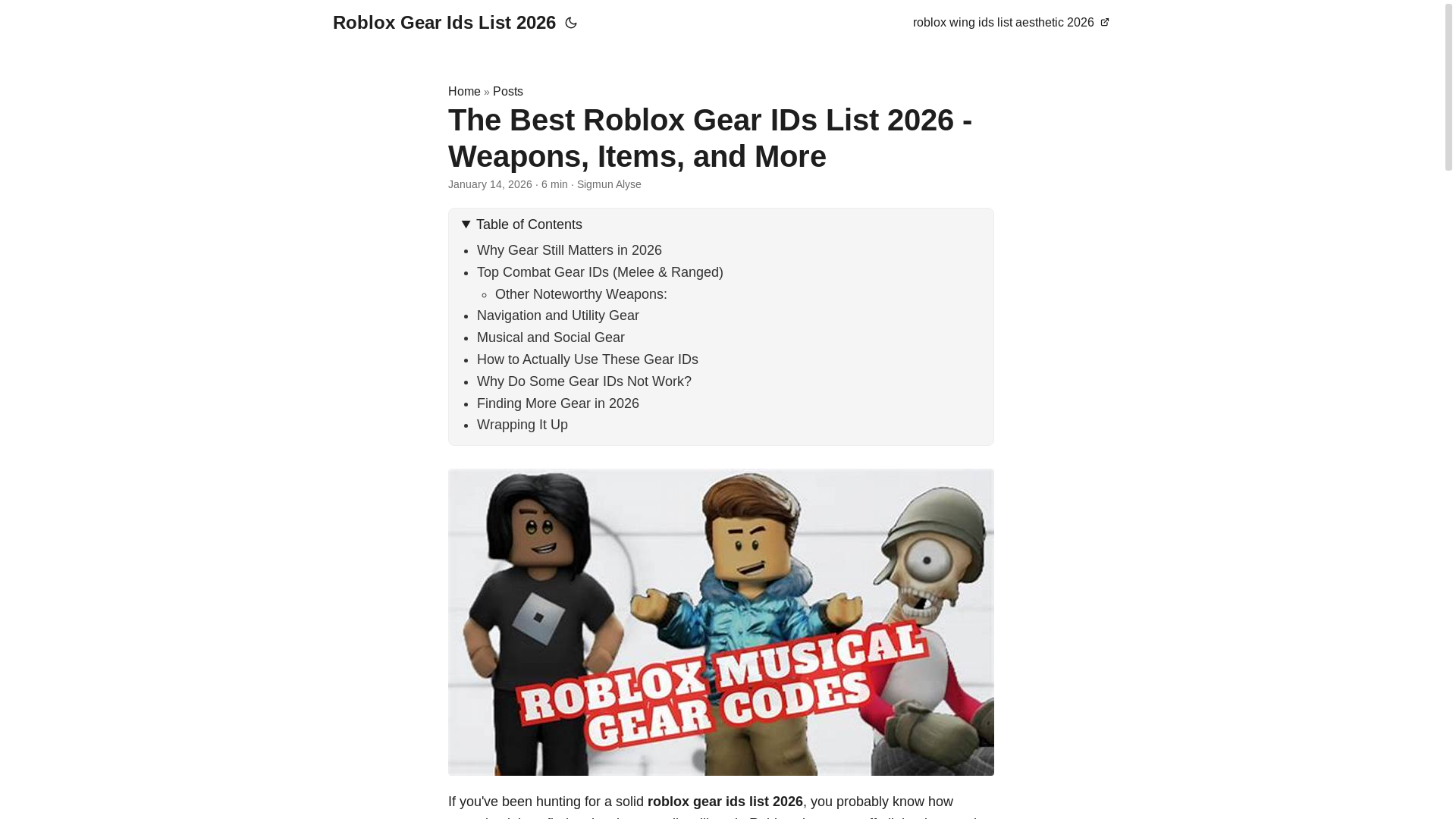 website screenshot of https://robloxgearidslist2026.pages.dev/