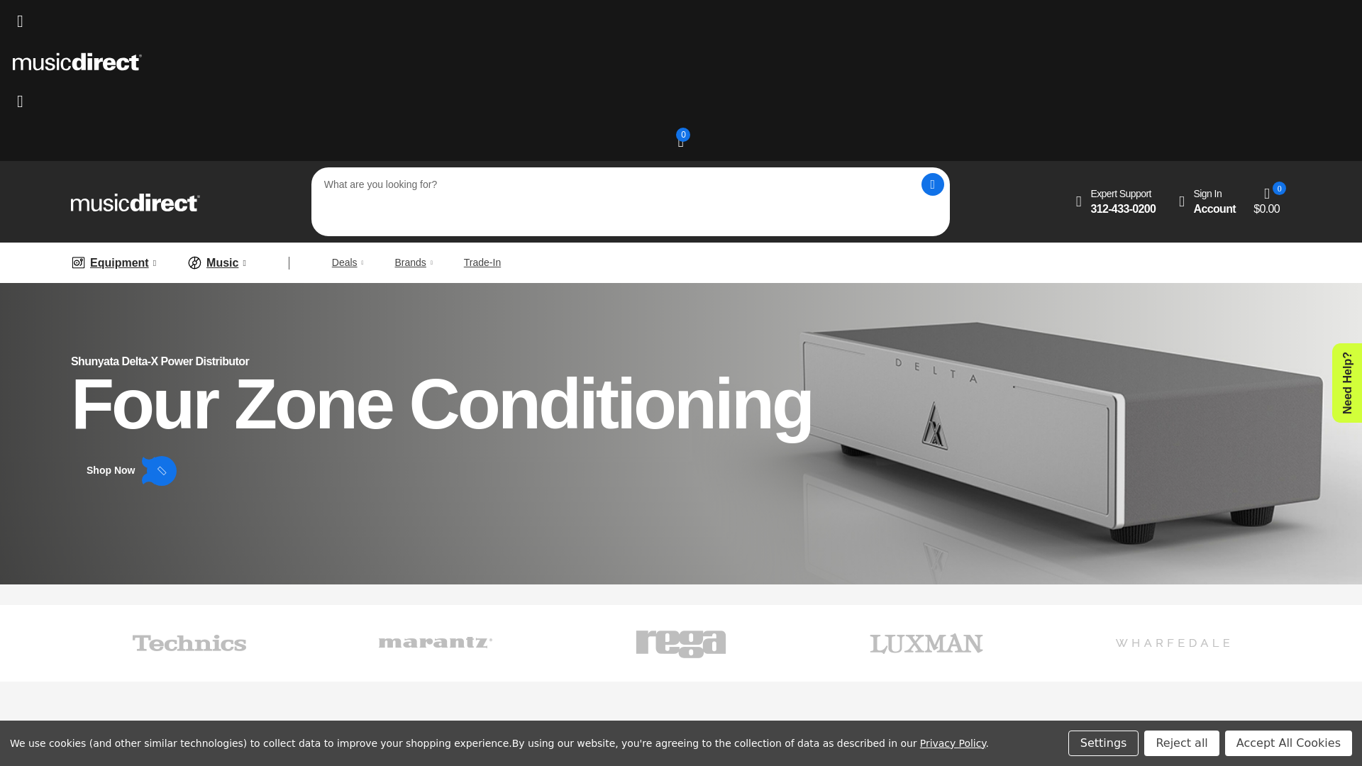 website screenshot of https://www.musicdirect.com/