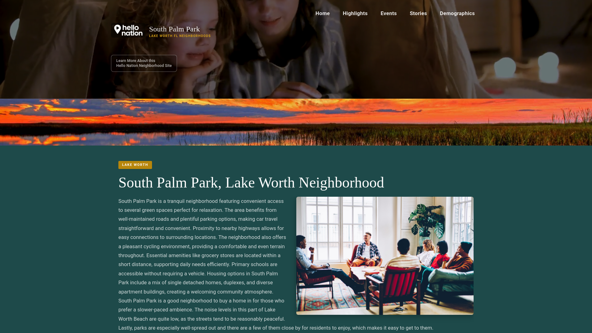 website screenshot of https://southpalmparklakeworthneighborhood.org/