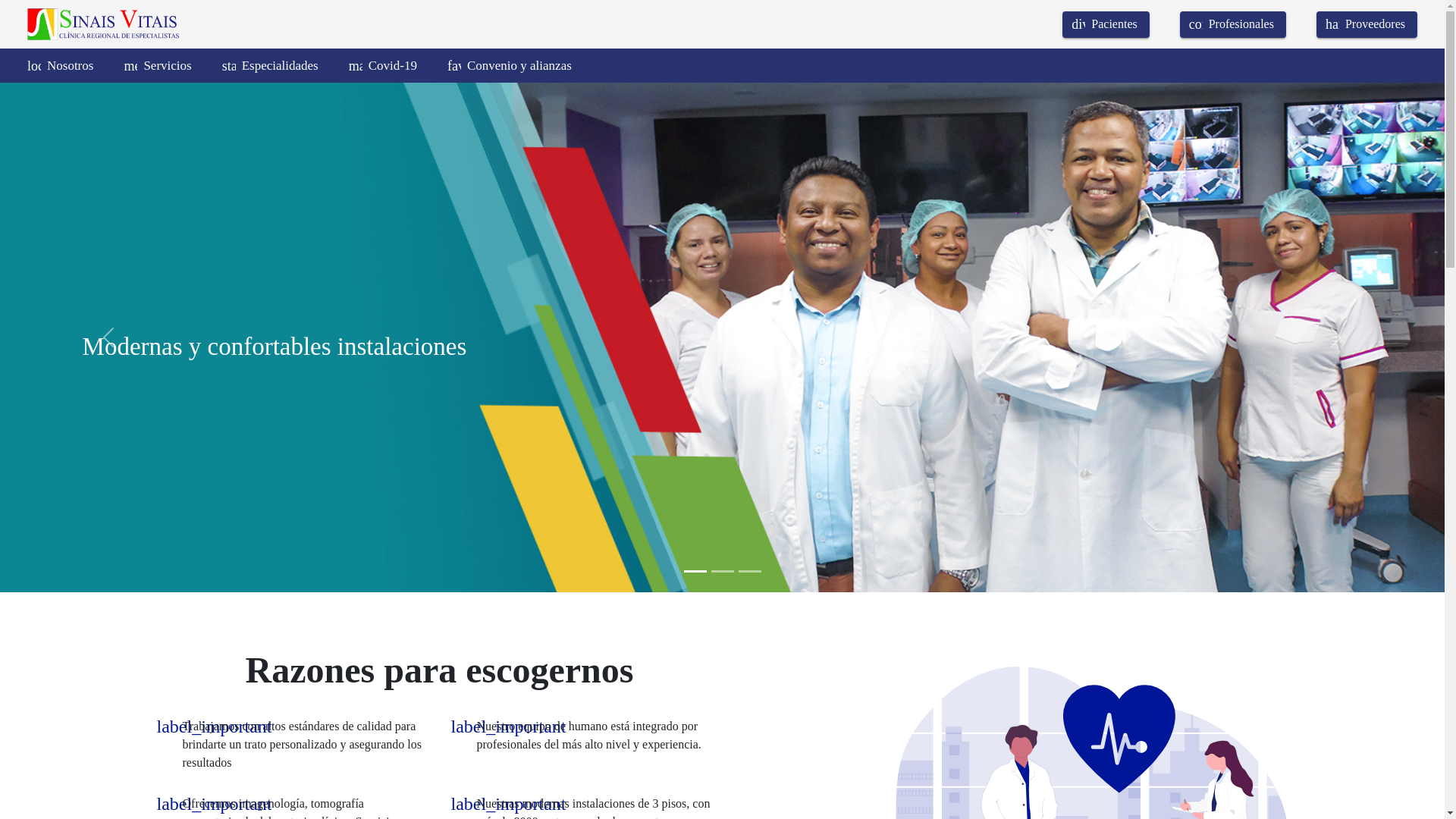 website screenshot of https://clinicasinaisvitais.org/