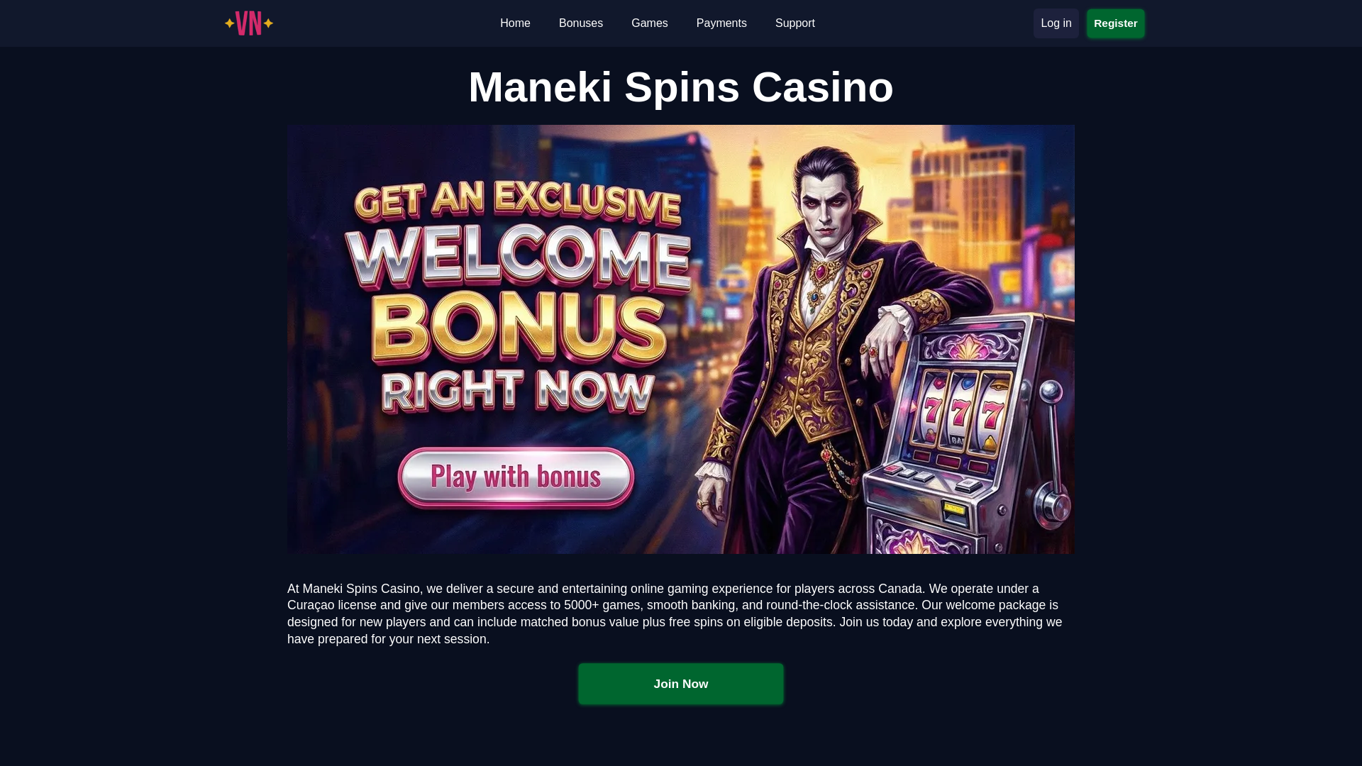 website screenshot of https://manekispins-ca-46344.pages.dev/