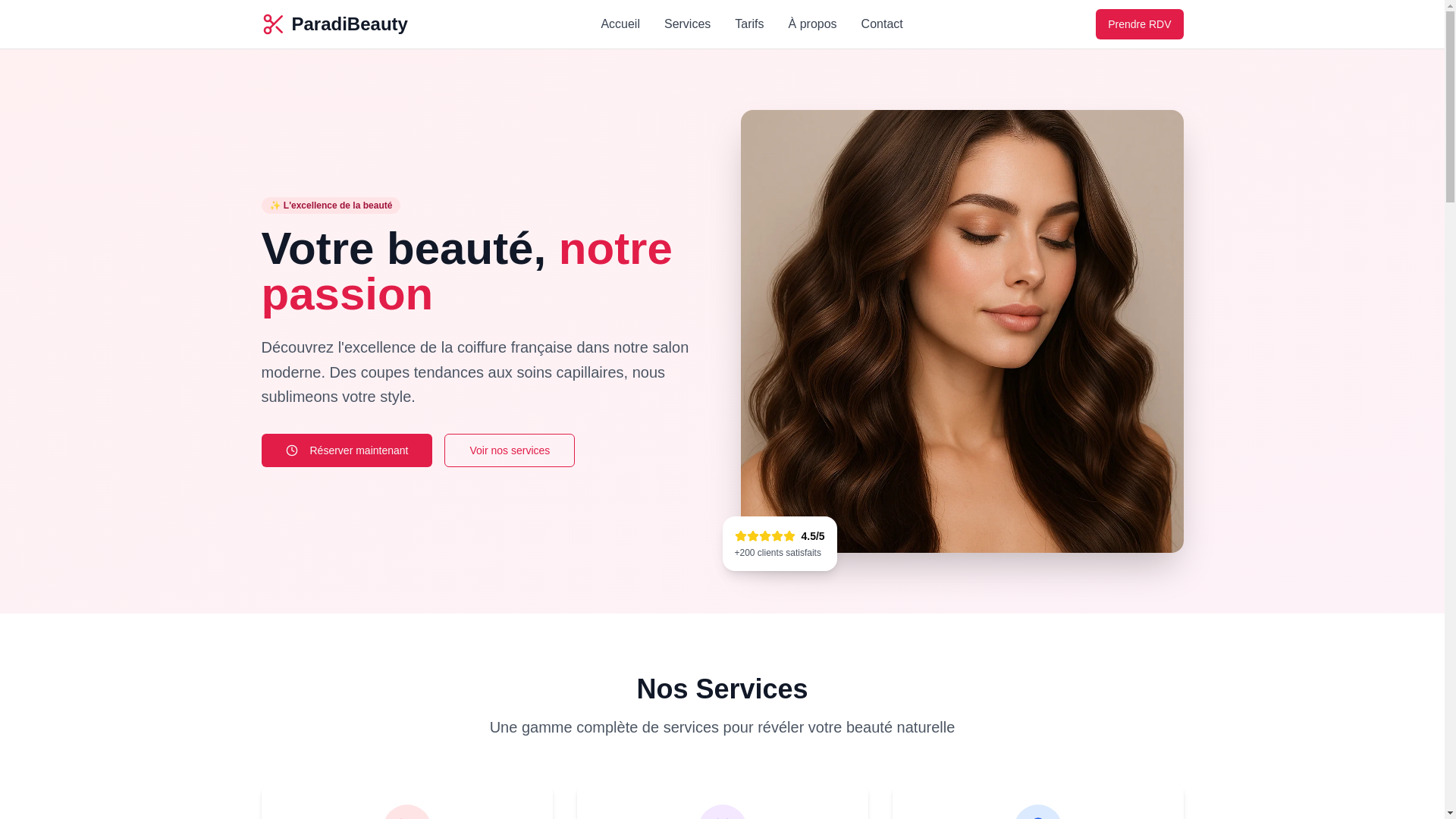 website screenshot of https://paradibeauty.fr/