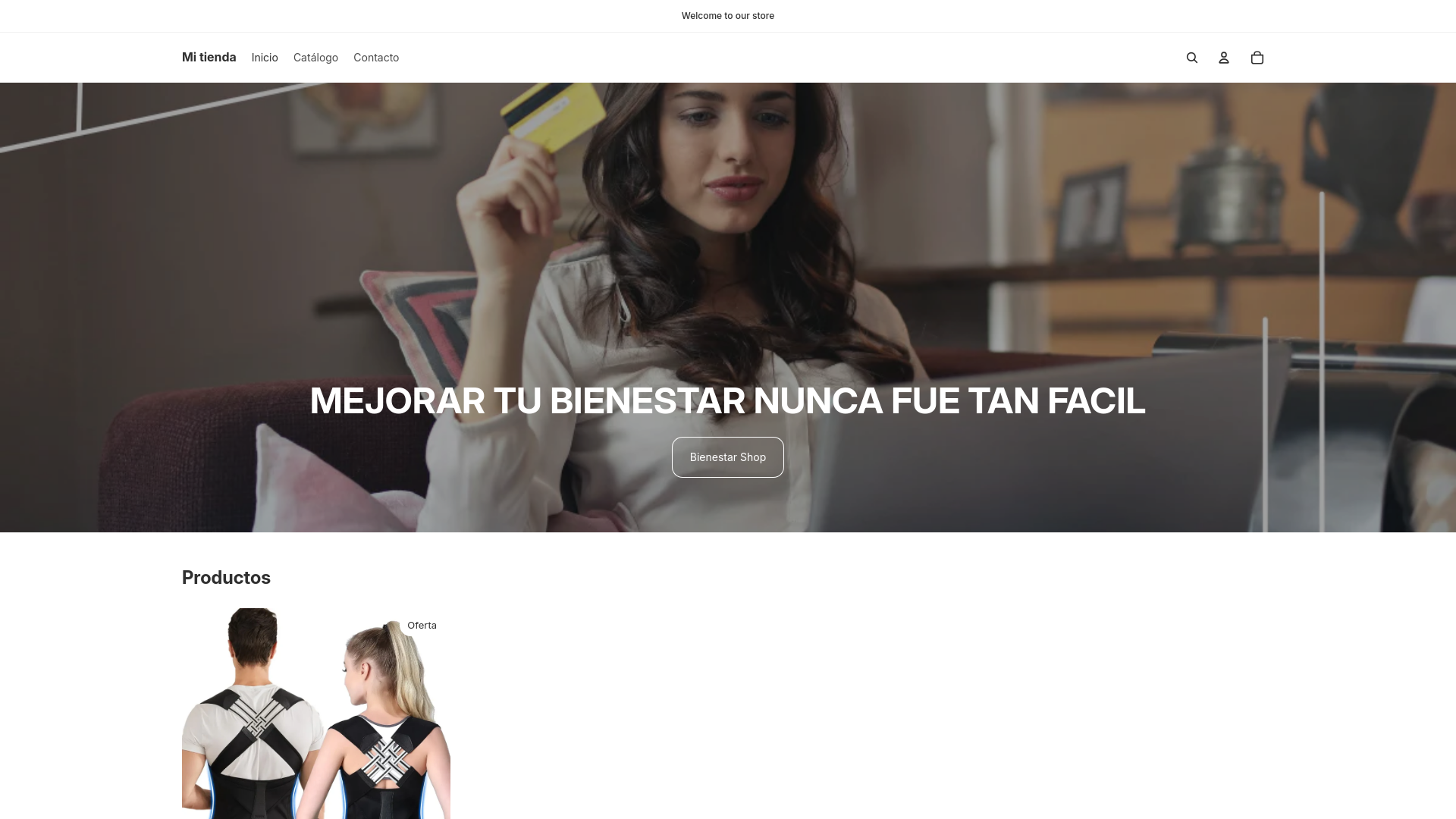 website screenshot of https://tiendabienestarshop.com/