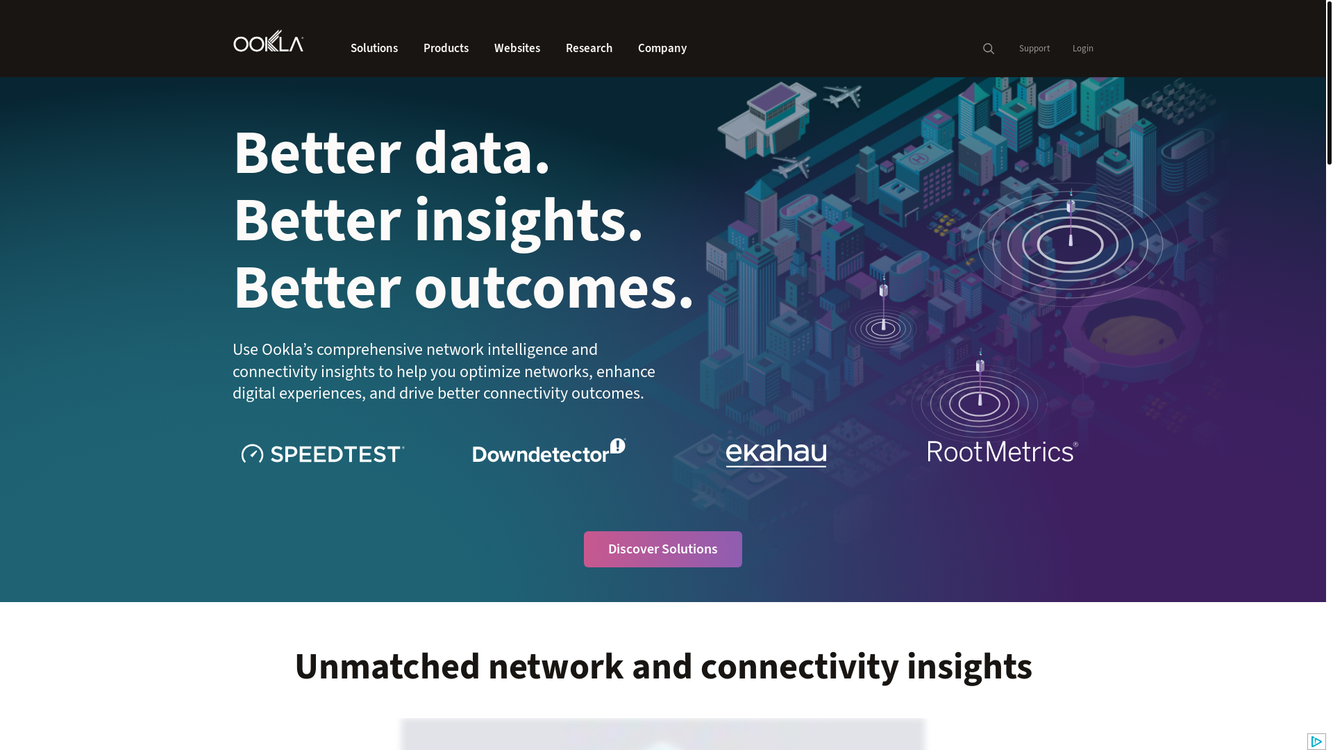 website screenshot of https://ookla.com