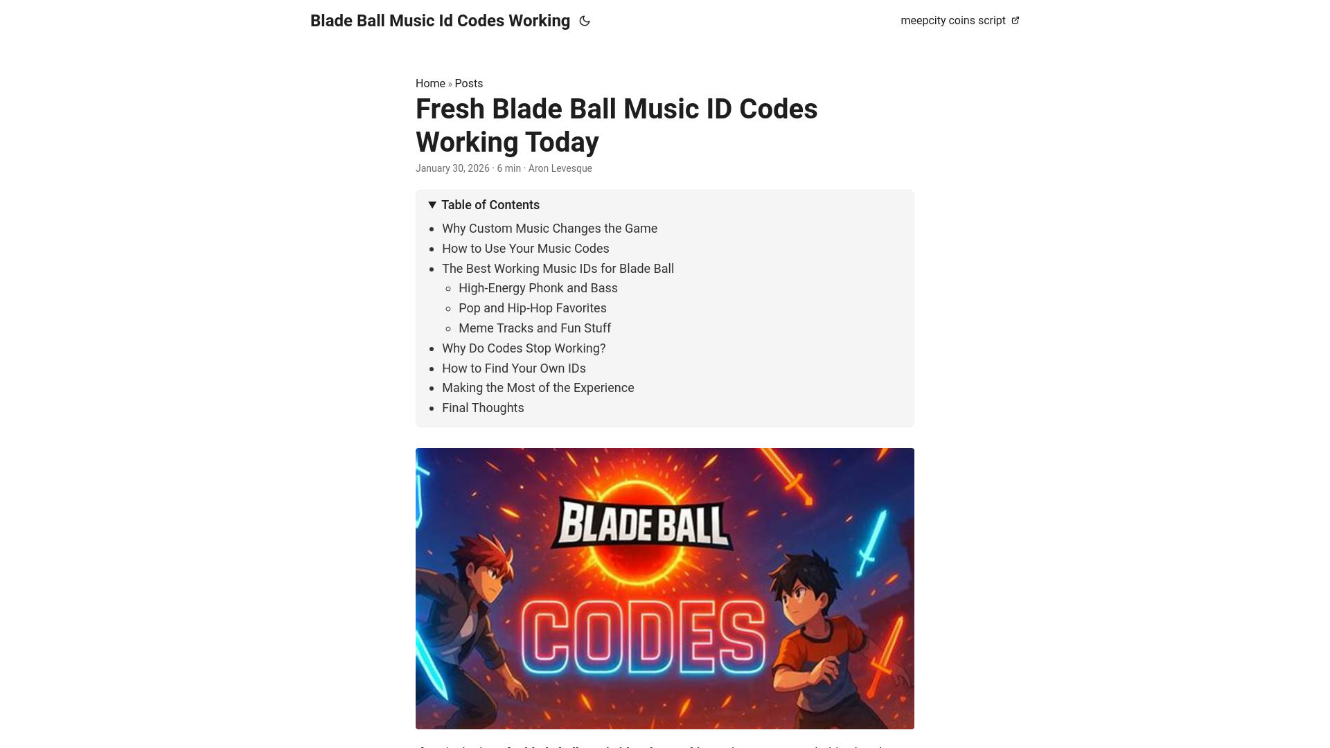 website screenshot of https://blade-ball-music-id-codes-working.pages.dev/