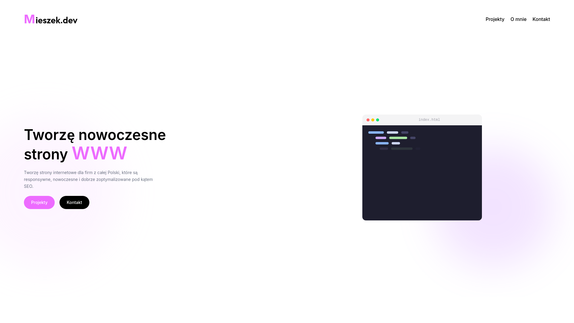 website screenshot of https://mieszekdev.pages.dev/