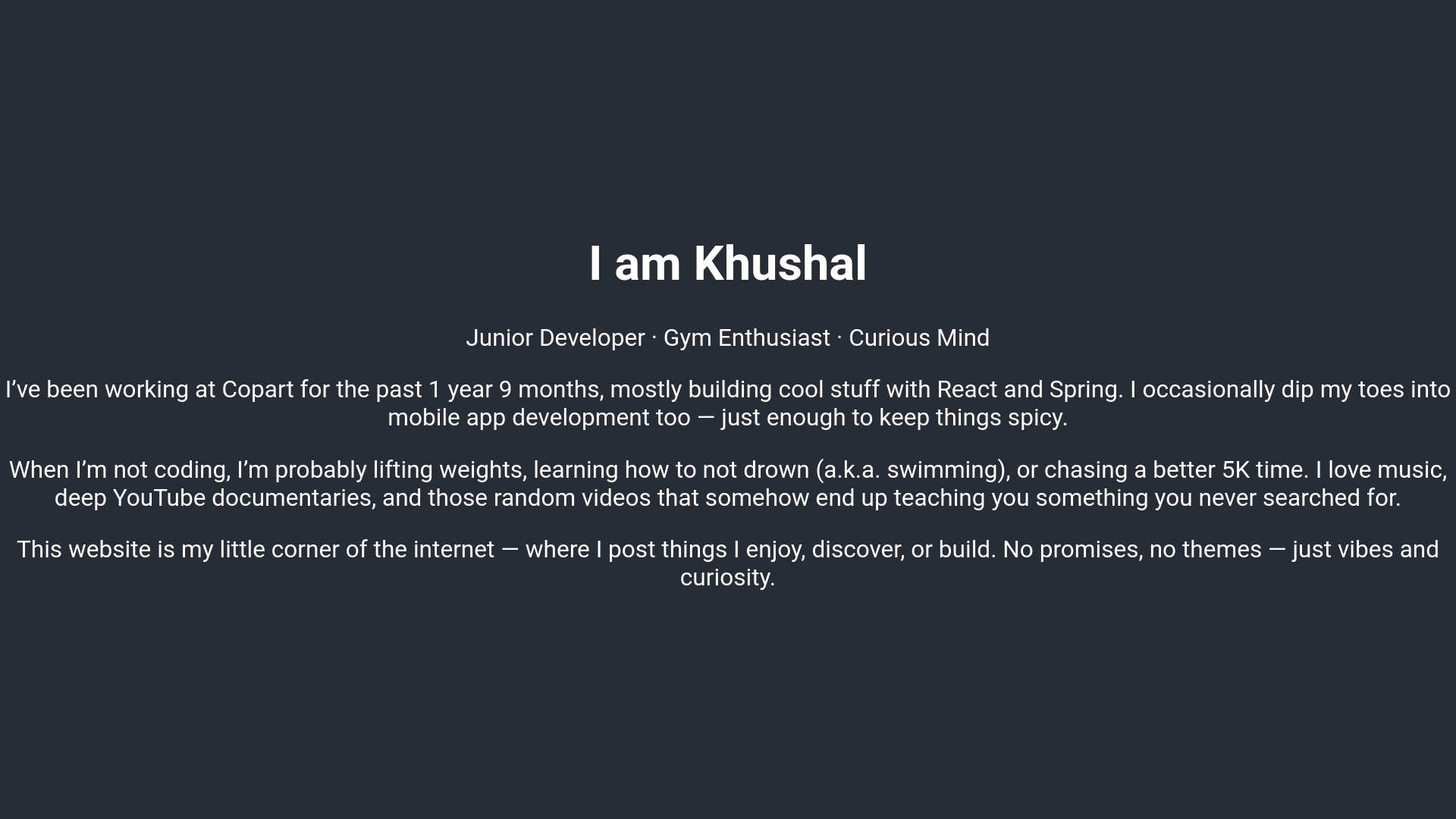 website screenshot of https://khushal.info/